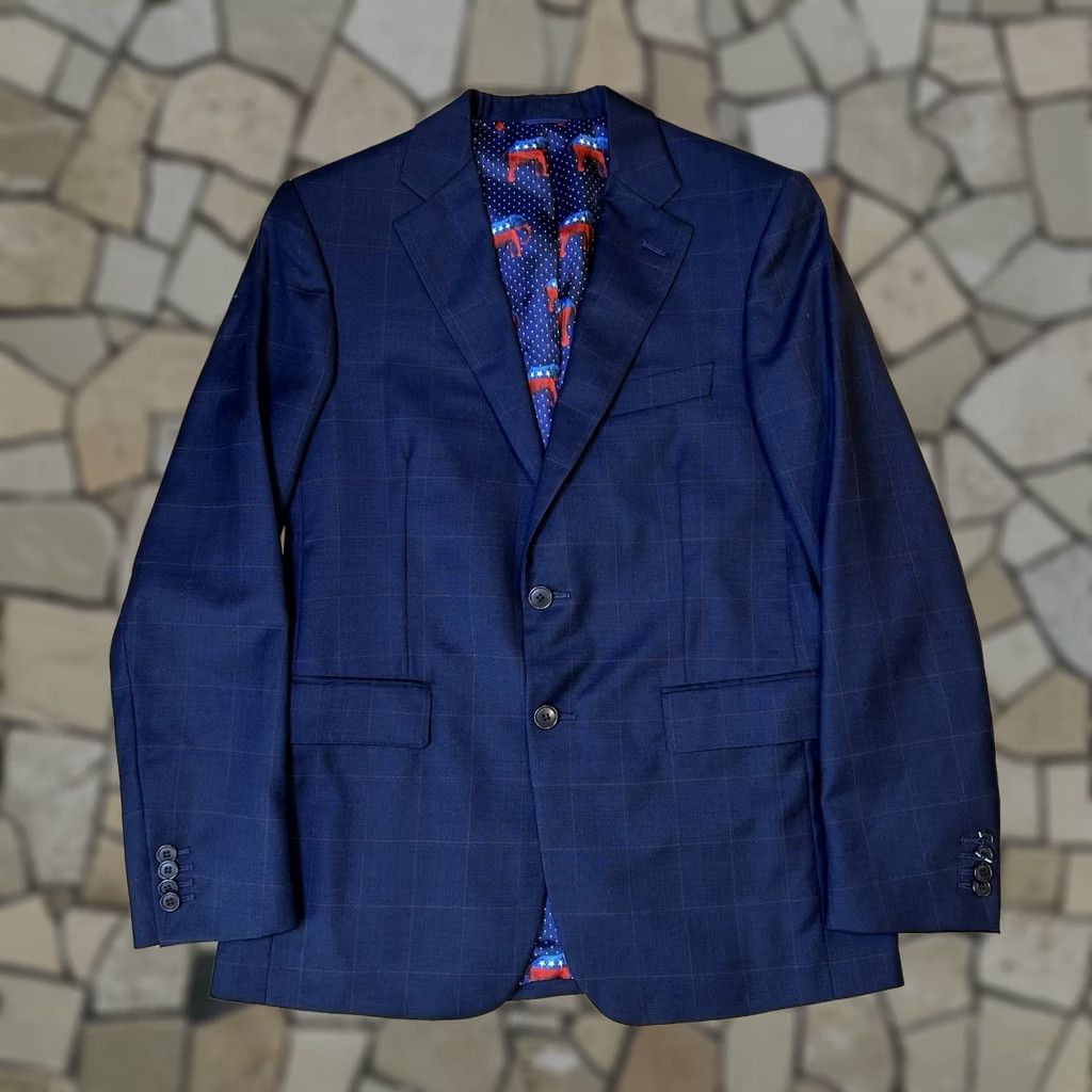 Vintage Rod Alan Custom Democratic Lining Blazer Sport Coat Men’s 39R Blue Plaid Regular Size 40R - 1 Thumbnail