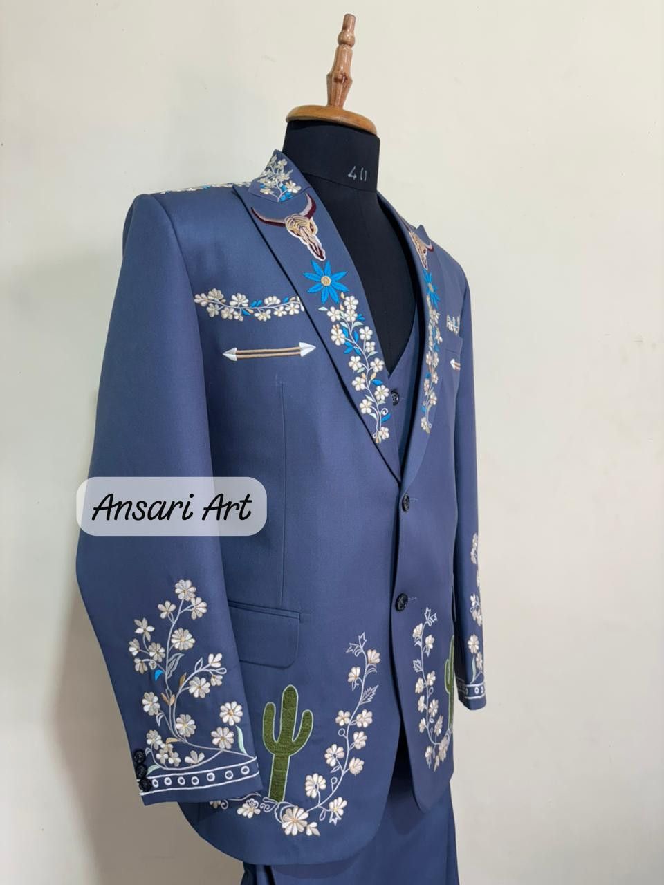 Other Men 3PC Customized floral, cactus embroidery western outfit Size 44L - 2 Thumbnail