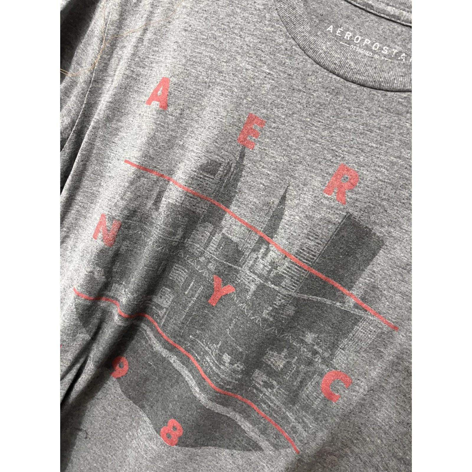 Vintage Aéropostale Men's Graphic Polka Dot T-Shirt, Gray, Medium, Crew Neck, USA Theme Size US M / EU 48-50 / 2 - 2 Thumbnail