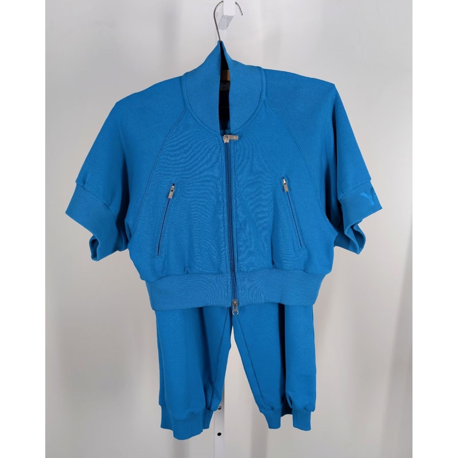 Y-3 Vintage Y-3 Yohji Yamamoto Tracksuit Set Cropped Jacket Capri Pants Blue Women M Two-Piece Size 32" / US 10 / IT 46 - 4 Thumbnail
