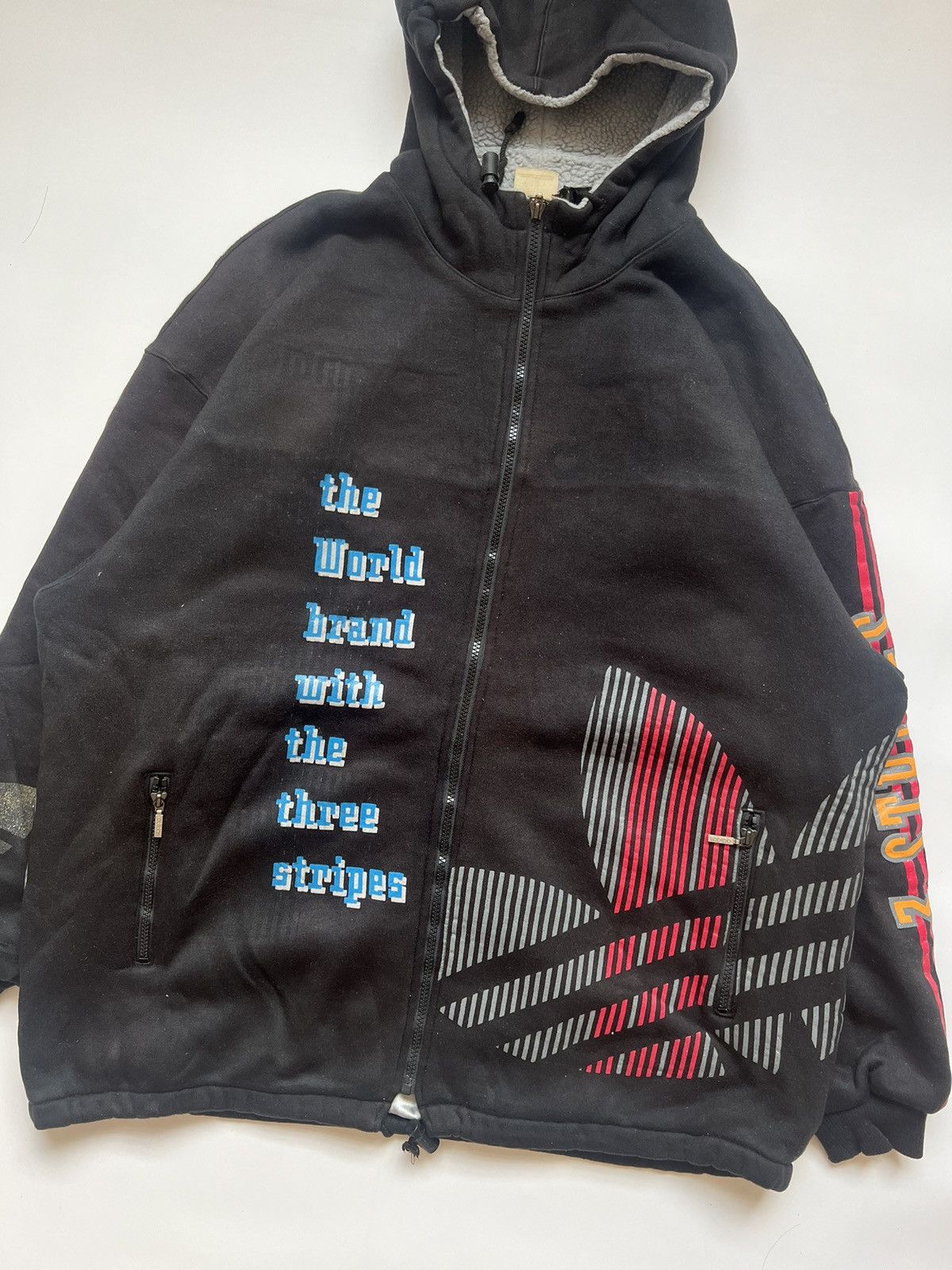 Adidas Vintage 90's Adidas Trefoil Sherpa Jacket Size US XXL / EU 58 / 5 - 8 Thumbnail