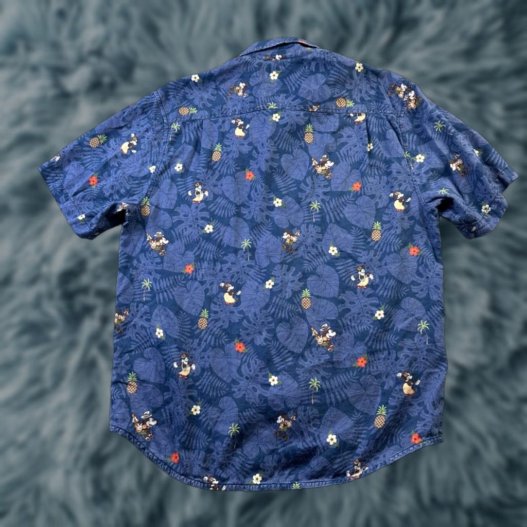 Tommy Bahama Disney Shirt Mens Large Blue Mickey Camp Button Up Hula Floral