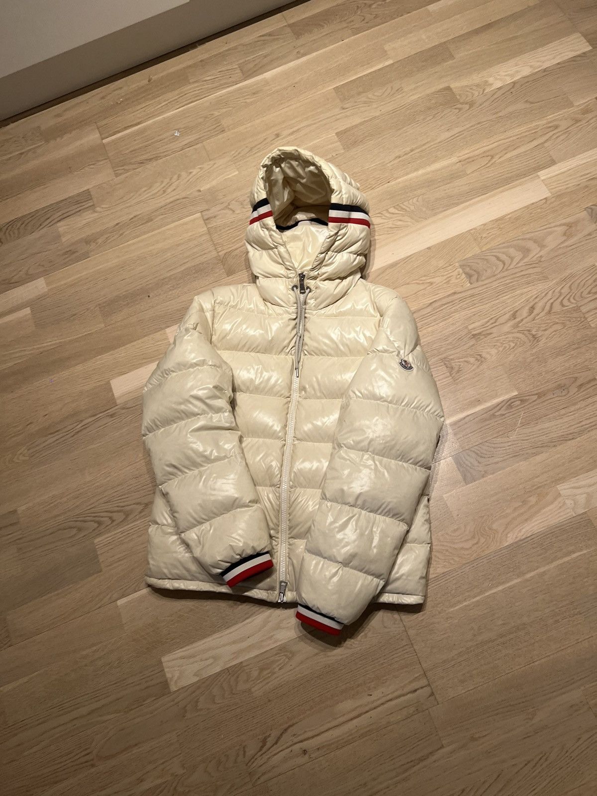 image of Moncler Alberic Giubbotto Down Jacket in White, Men's (Size Medium)