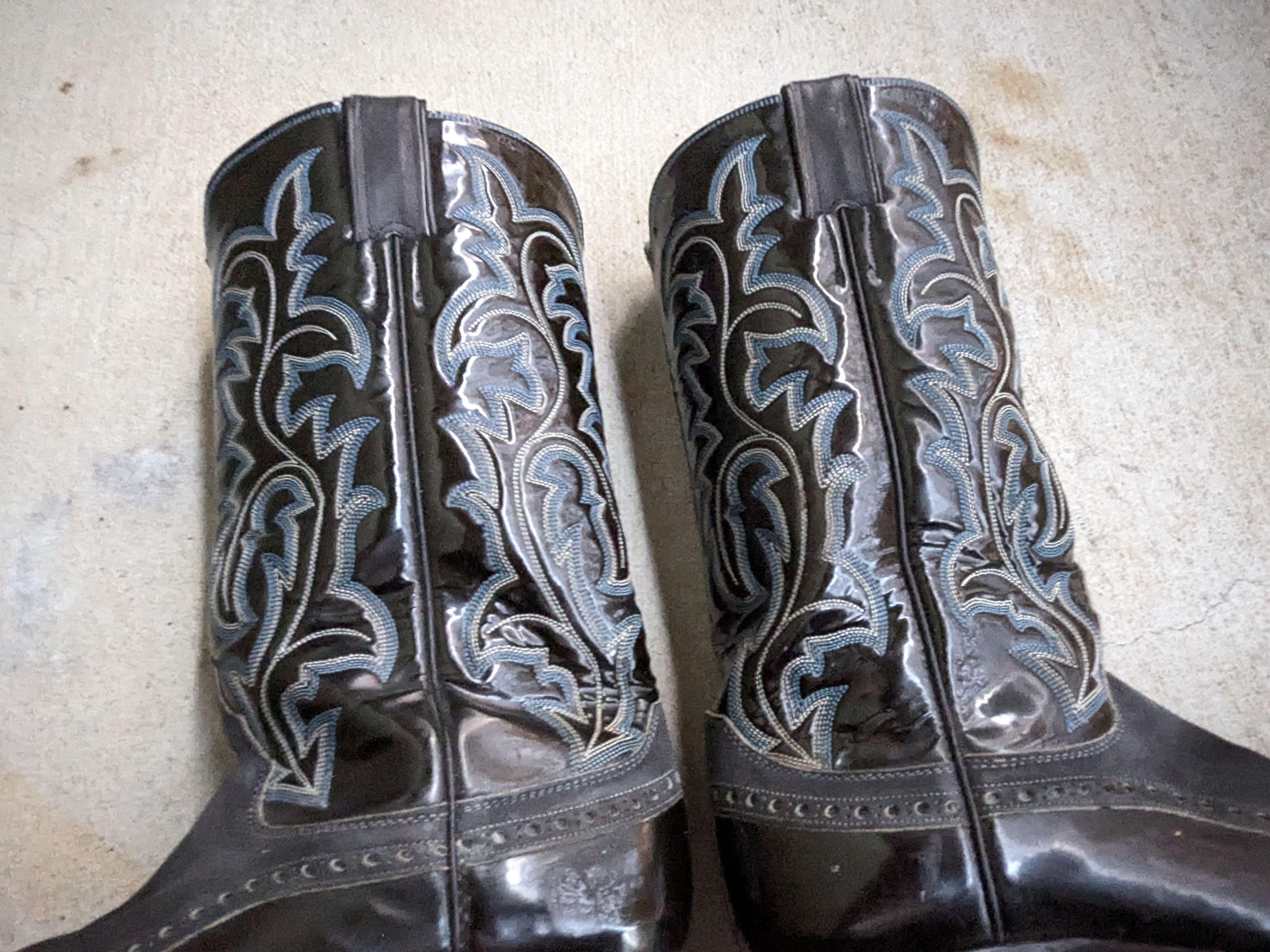 Justin Boots Vintage Justin Cowboy Boots Leather Black Blue 9 D Western Size US 9 / EU 42 - 6 Thumbnail