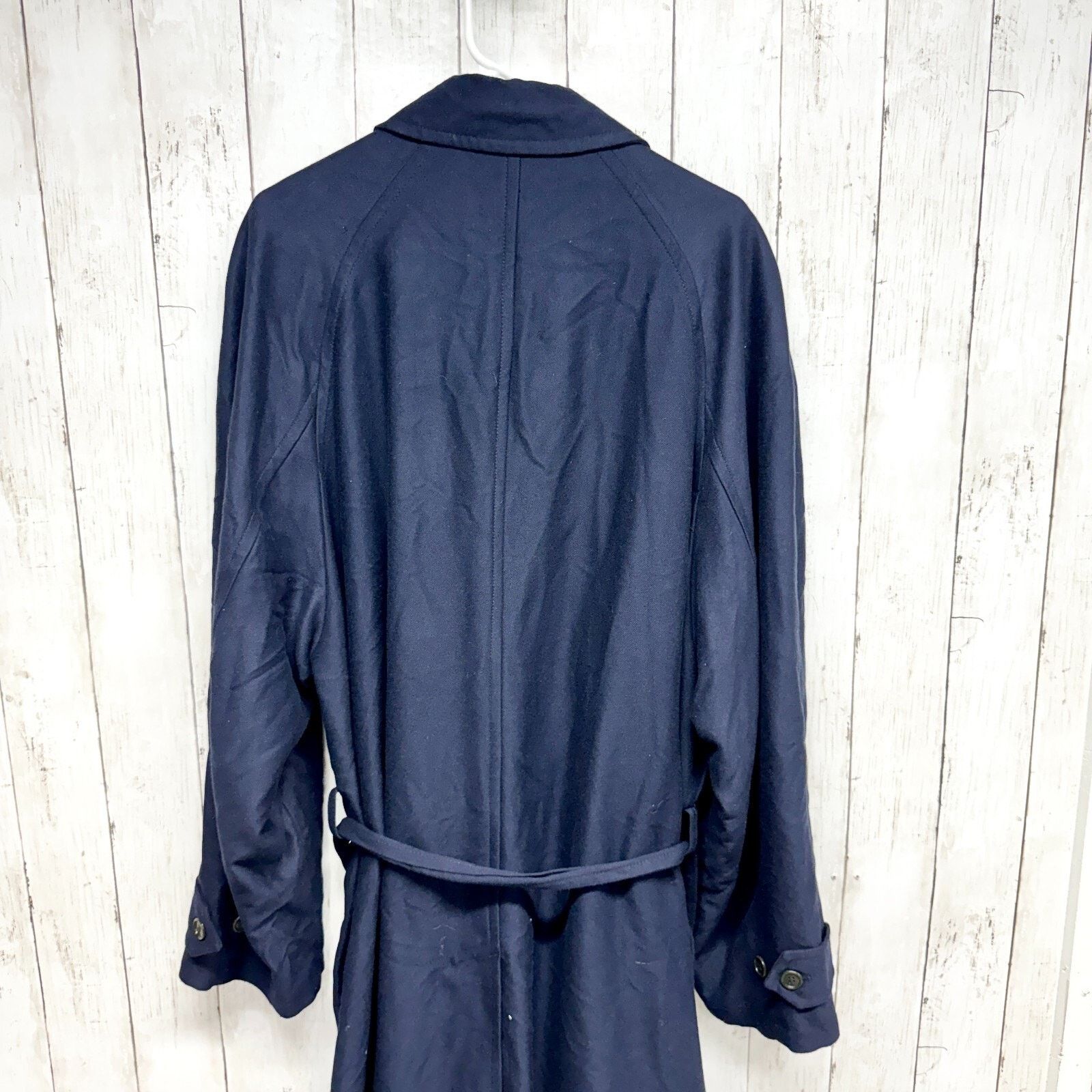 Vintage Vintage Reporter Coat Large Navy Button Belted Long Peacoat Size L / US 10 / IT 46 - 8 Thumbnail