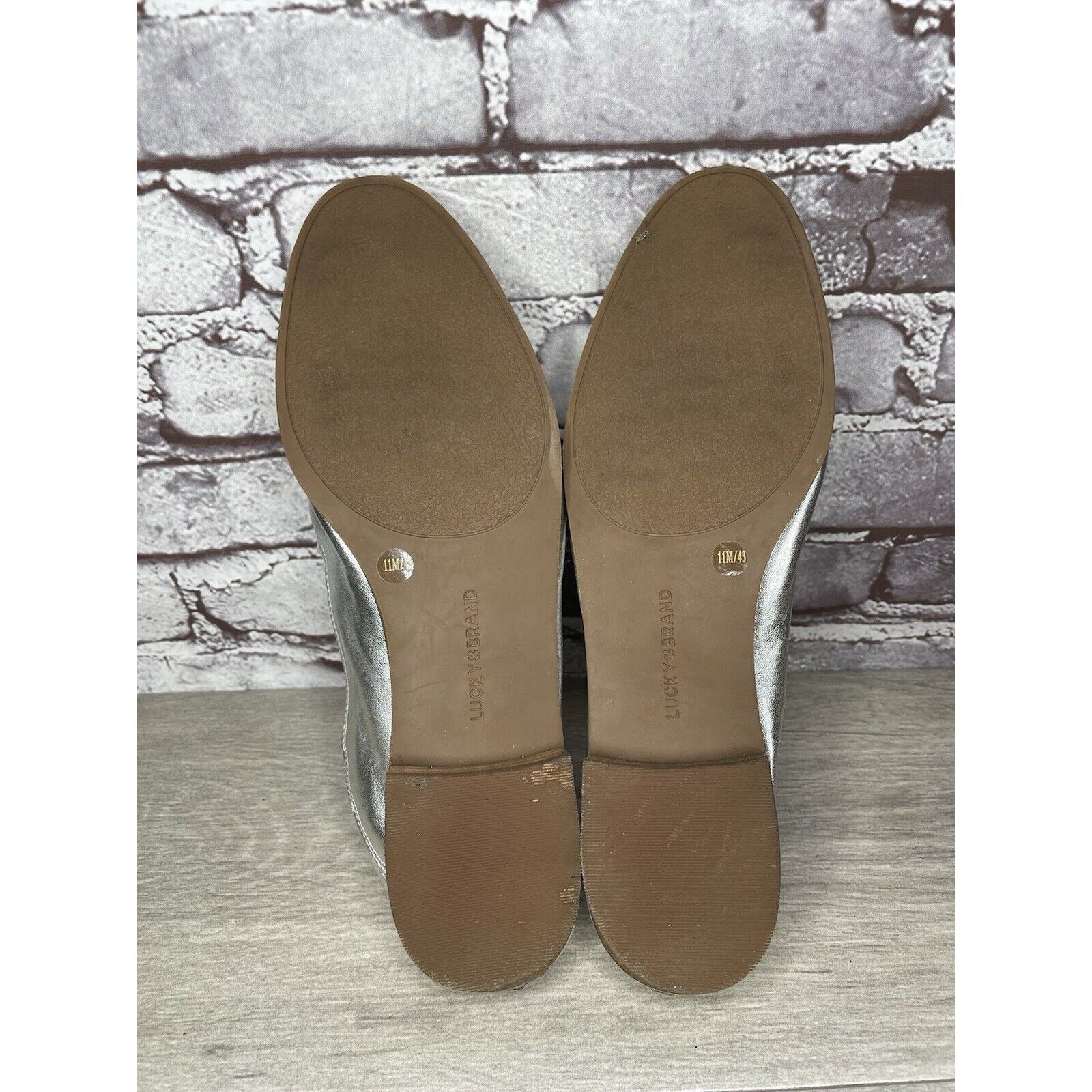 Lucky Brand Lucky Brand Metallic Silver Leather Slip On Loafers Flats Sh Size US 11 / IT 41 - 10 Thumbnail