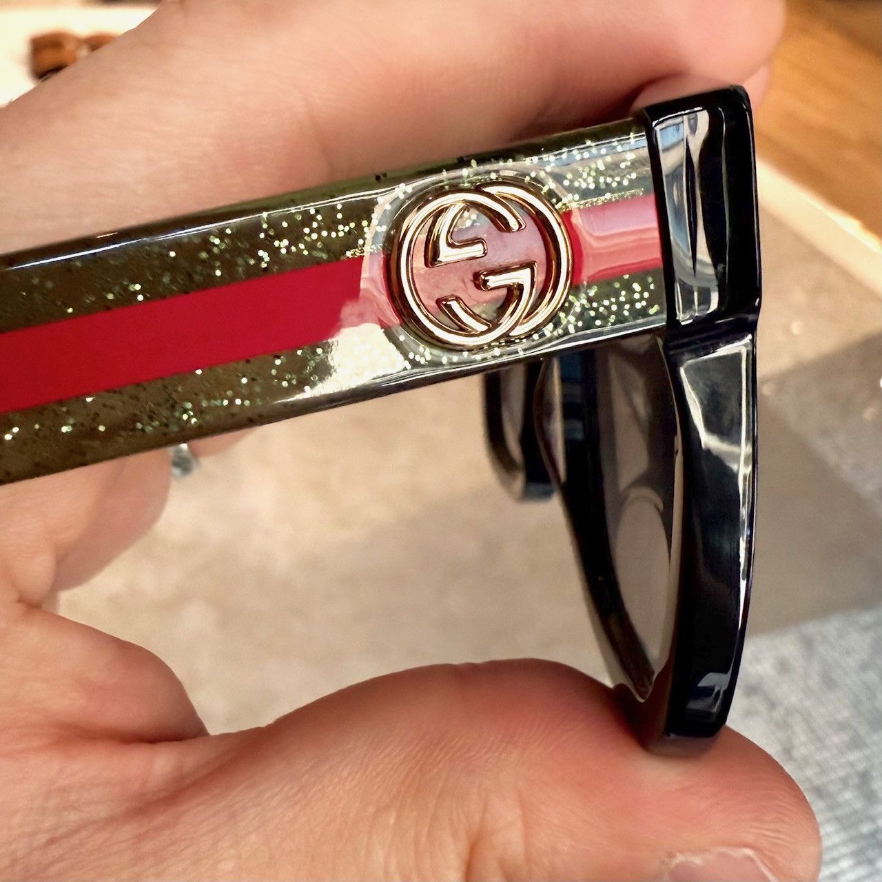 Gucci Gucci GG0034 Black Frame Glitter Web Branch Sunglasses Size ONE SIZE - 11 Thumbnail