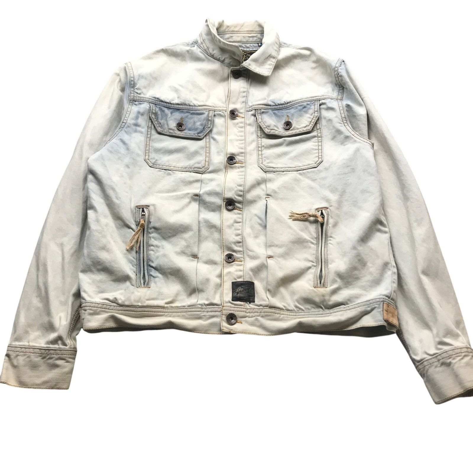 AKOO Akoo Brand Light Washed Jean Denim Trucker Jacket Mens XL Size US XL / EU 56 / 4 - 1 Thumbnail