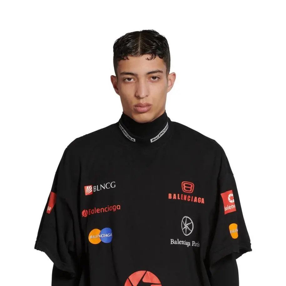 Balenciaga o1s1rm0625 Top League T-Shirt Oversized in Black Size US XXL / EU 58 / 5 - 6 Thumbnail