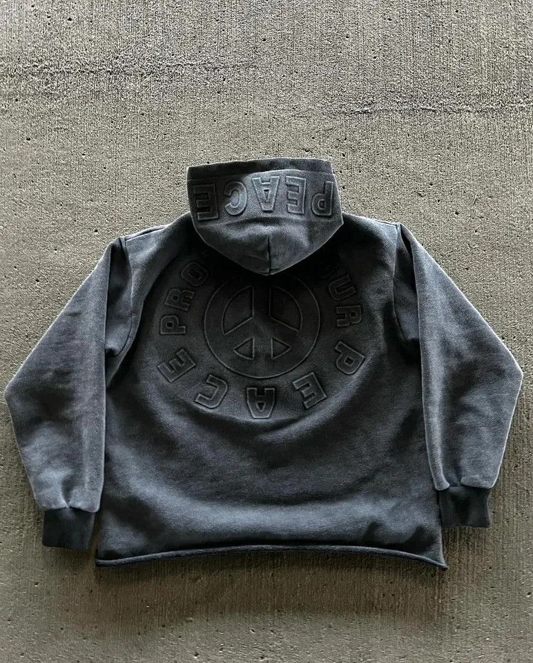 Japanese Brand Peace Patchwork Loose Pullover Hoodies Size US L / EU 52-54 / 3 - 2 Thumbnail