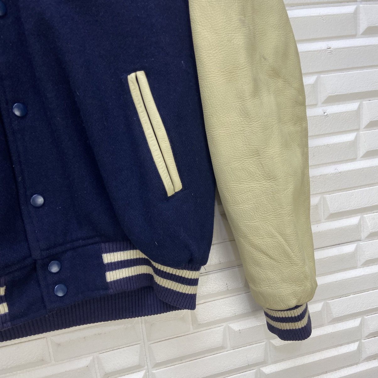 Japanese Brand Japanese Brand Tsukuba Archery Leather Sleeve Varsity Jacket Size US M / EU 48-50 / 2 - 9 Thumbnail