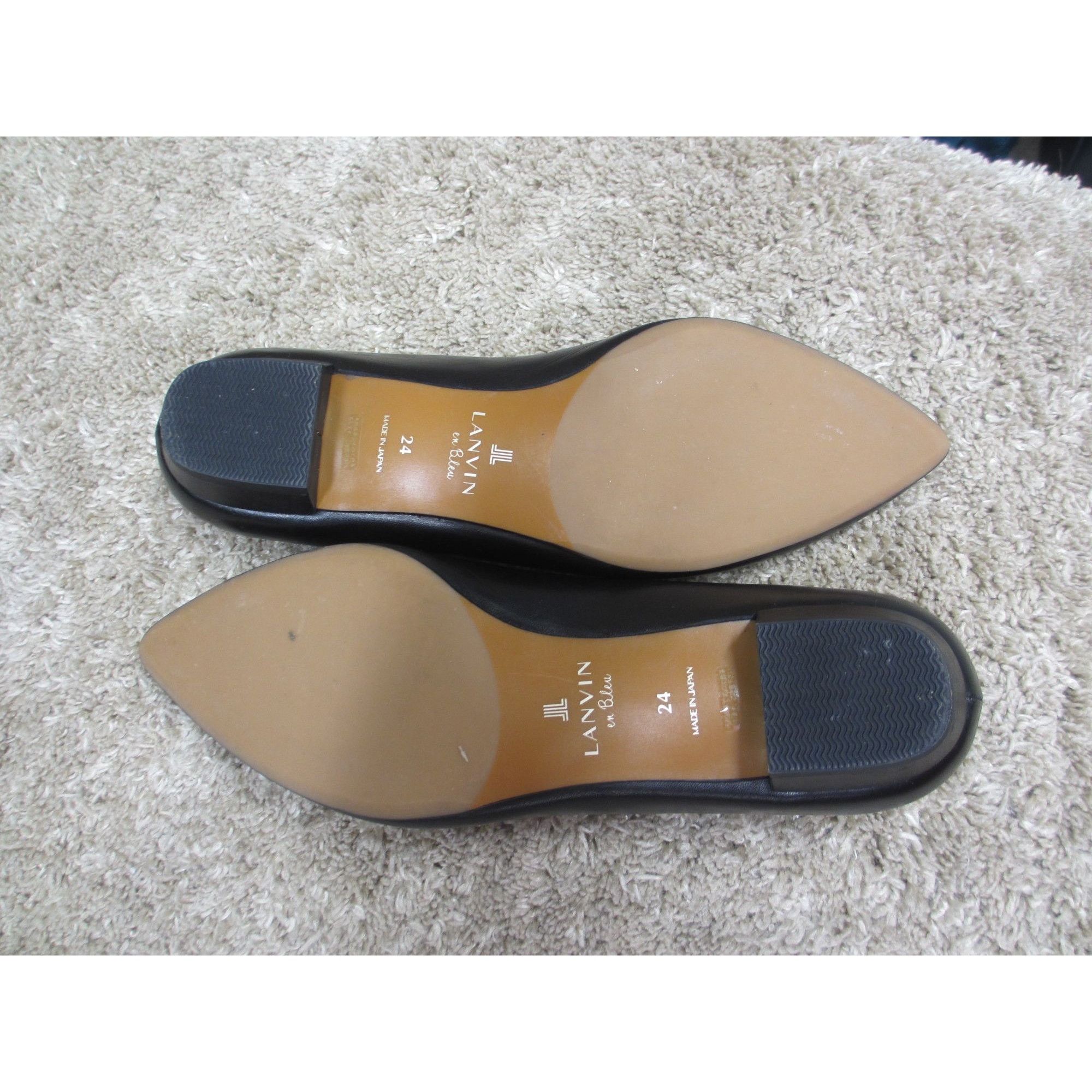 Lanvin LEVIN EN BLEU BLACK LEATHER FLATS SIZE 24 JAPANESE OR 7 U.S. Size US 7 / IT 37 - 5 Thumbnail