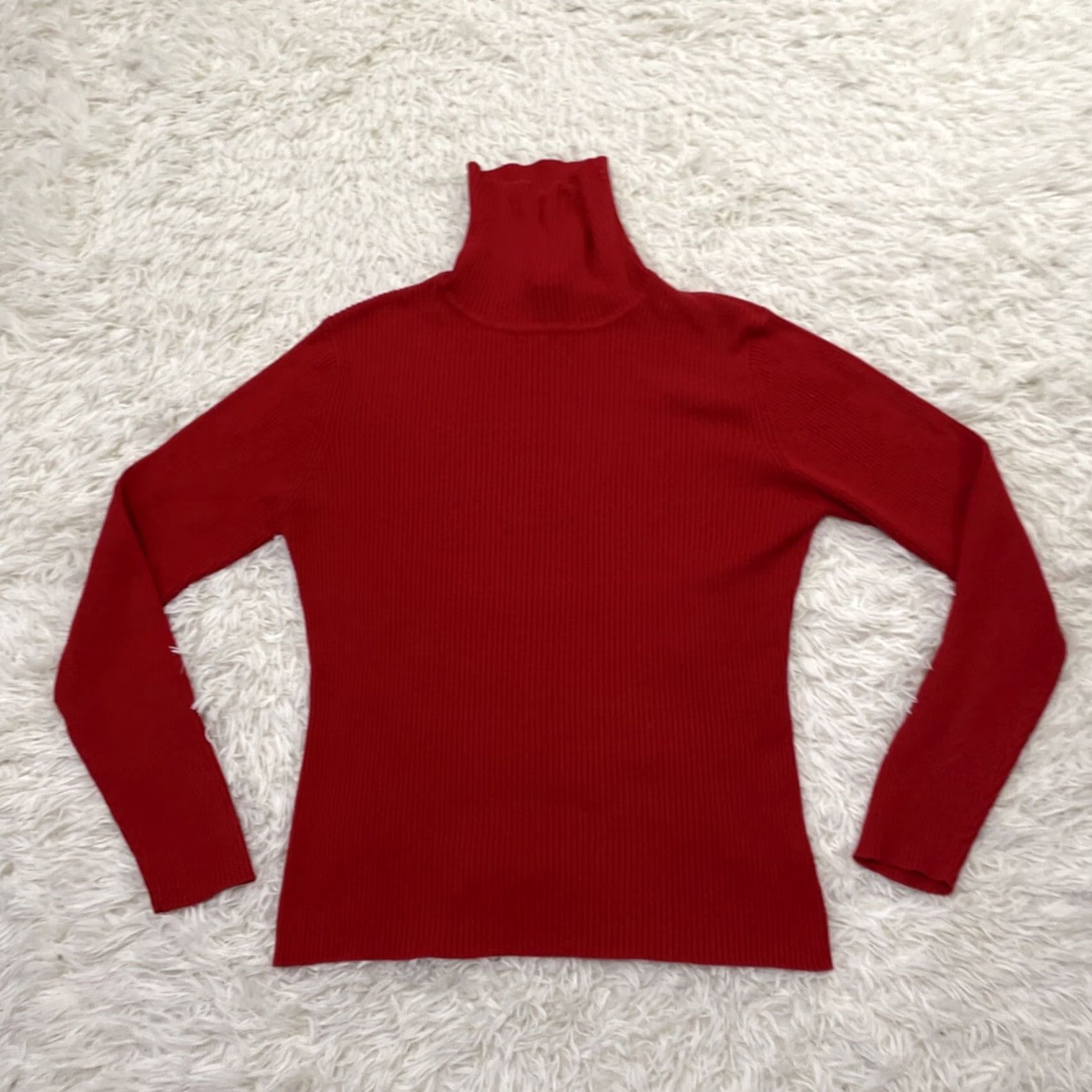 Vintage VINTAGE Casual Corner Turtleneck Sweater Women L Red Ribbed 90s Minimalism Retro 90s Chin Size L / US 10 / IT 46 - 3 Thumbnail