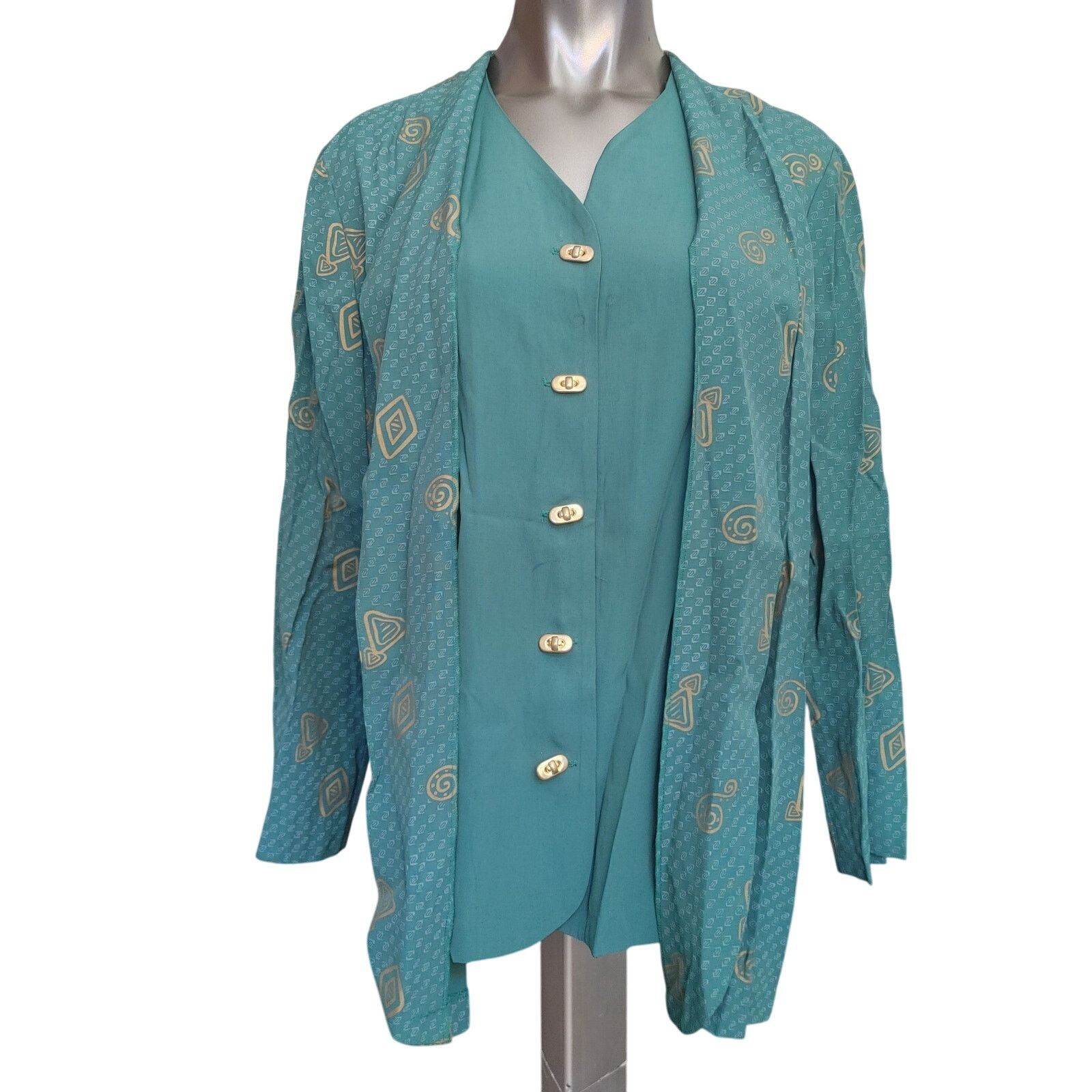 Other R&M Richards Karen Kwong Women's 16 Blue Gold OnePiece Shirt Size XXL / US 16-18 / IT 52-54 - 1 Thumbnail