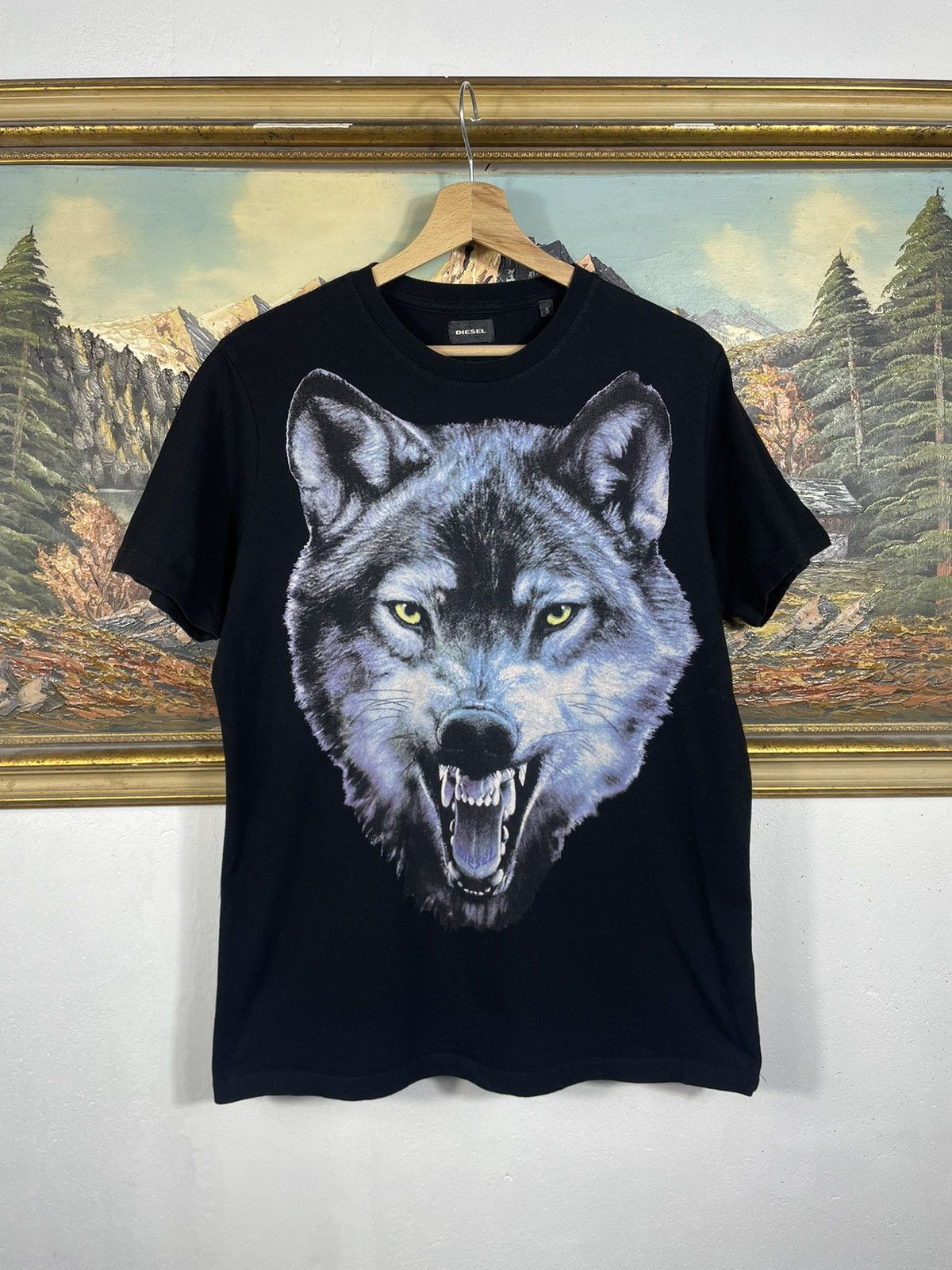 Diesel × Vintage Diesel Black T-shirt Tee Big Wolf Graphic Size US S / EU 44-46 / 1 - 1 Thumbnail