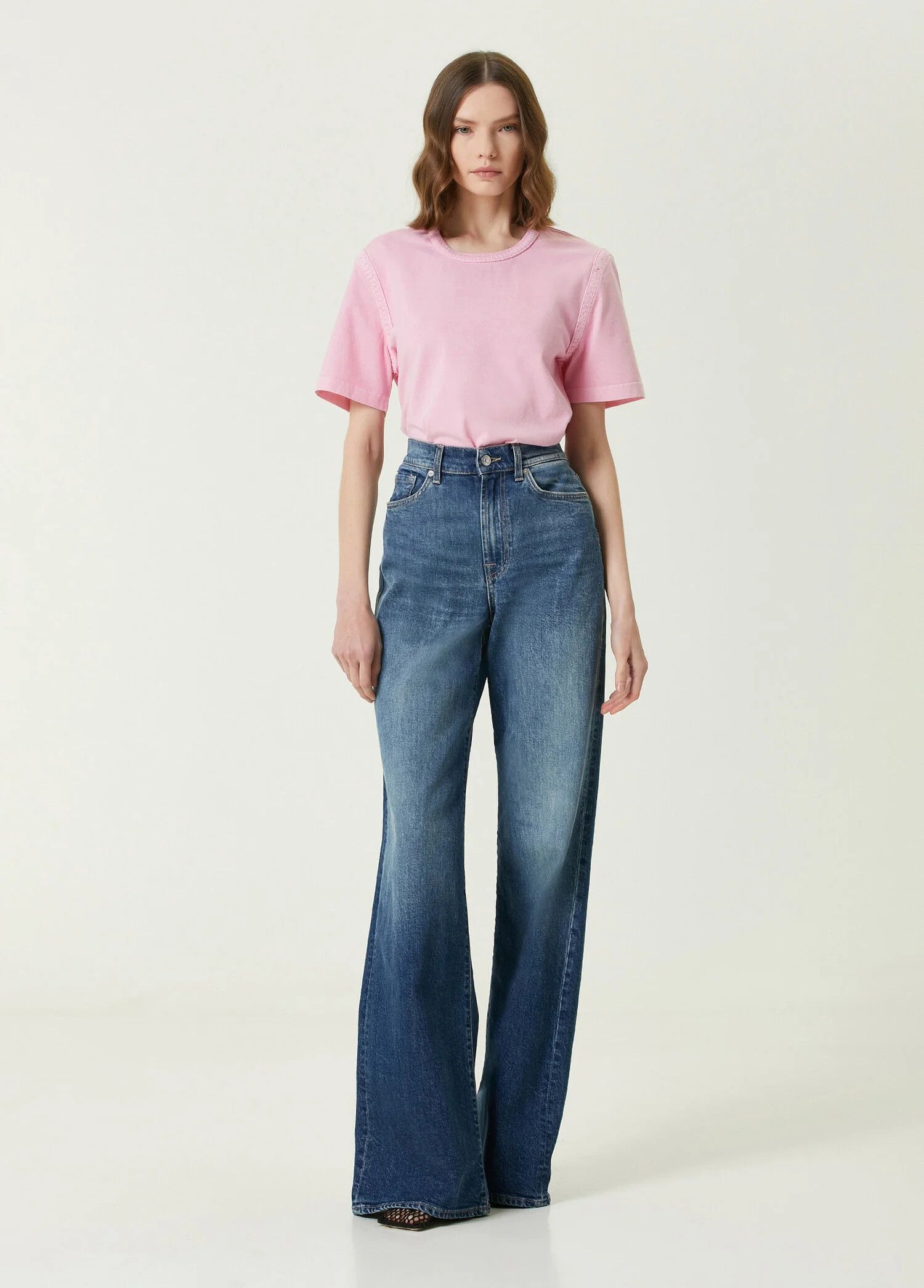 Bottega Veneta BOTTEGA VENETA Overlock light pink cotton t-shirt Large q Size L / US 10 / IT 46 - 3 Thumbnail