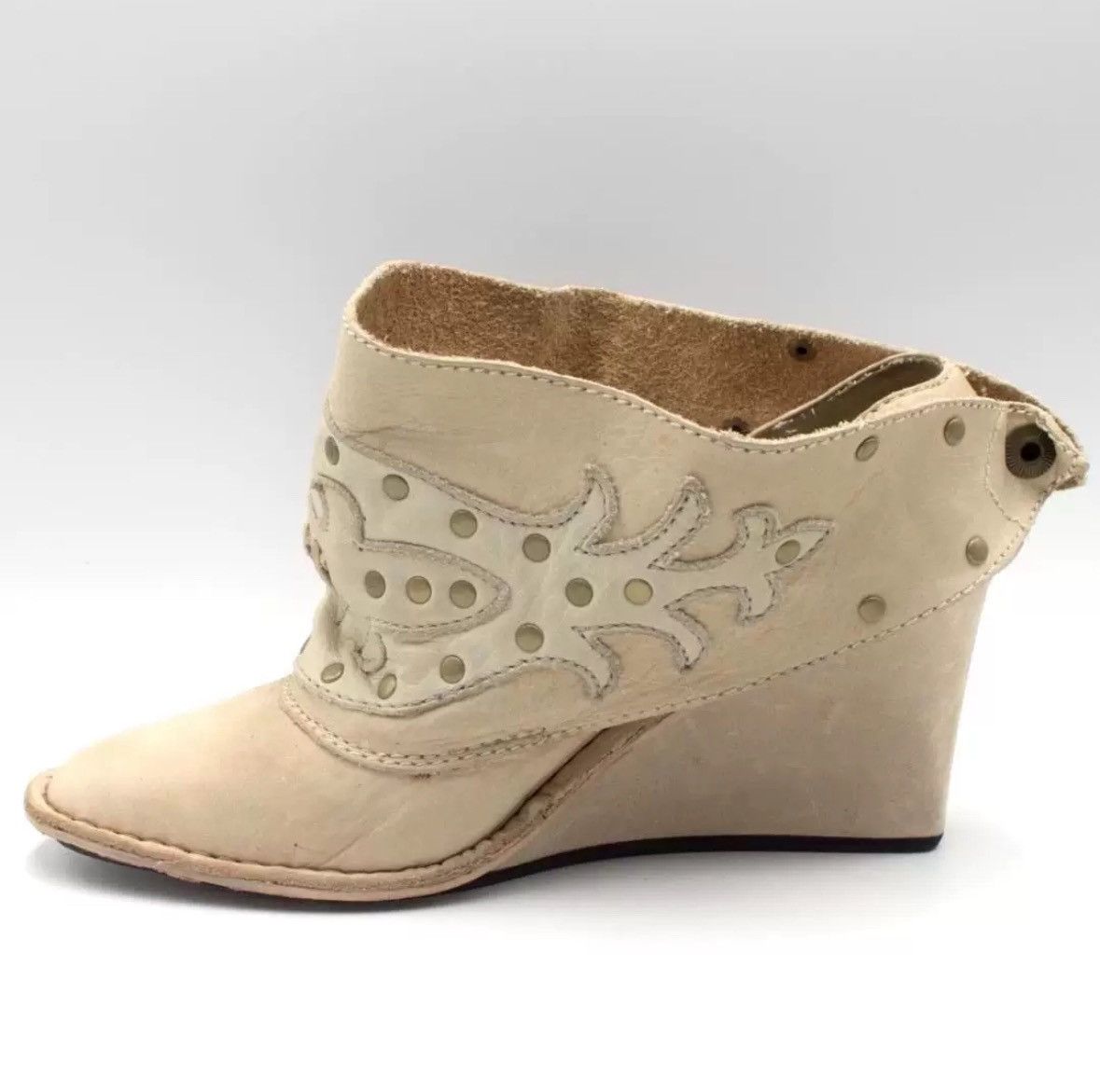 Diesel diesel y2k studded cowboy wedge leather boots in cream Size US 5 / IT 35 - 7 Thumbnail