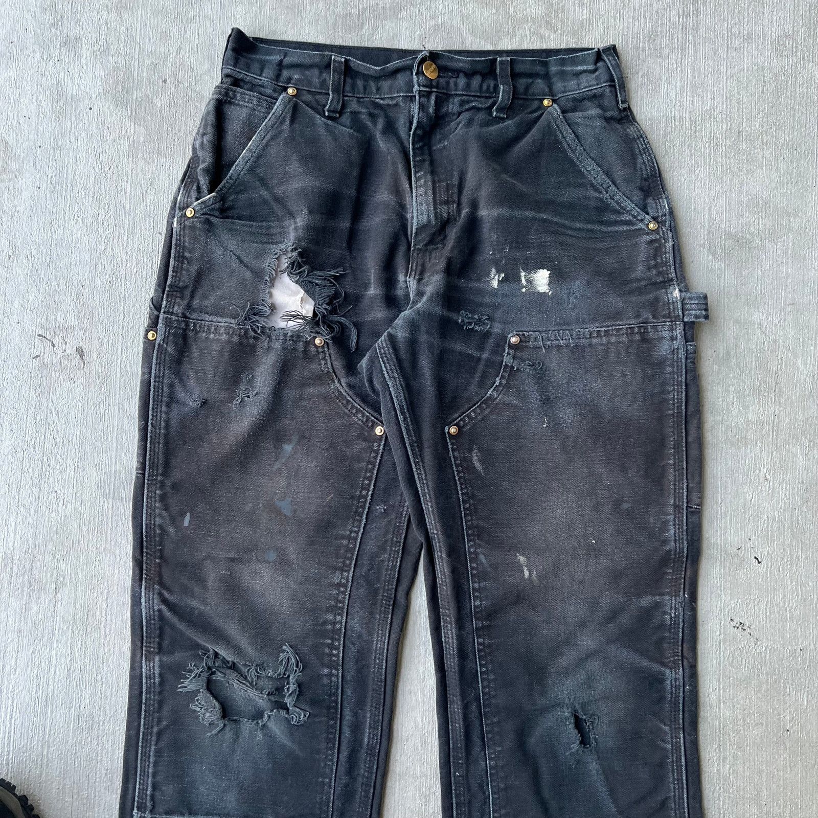 Carhartt × Vintage Carhartt faded black double knee work wear carpenter pants Size US 28 / EU 44 - 2 Thumbnail