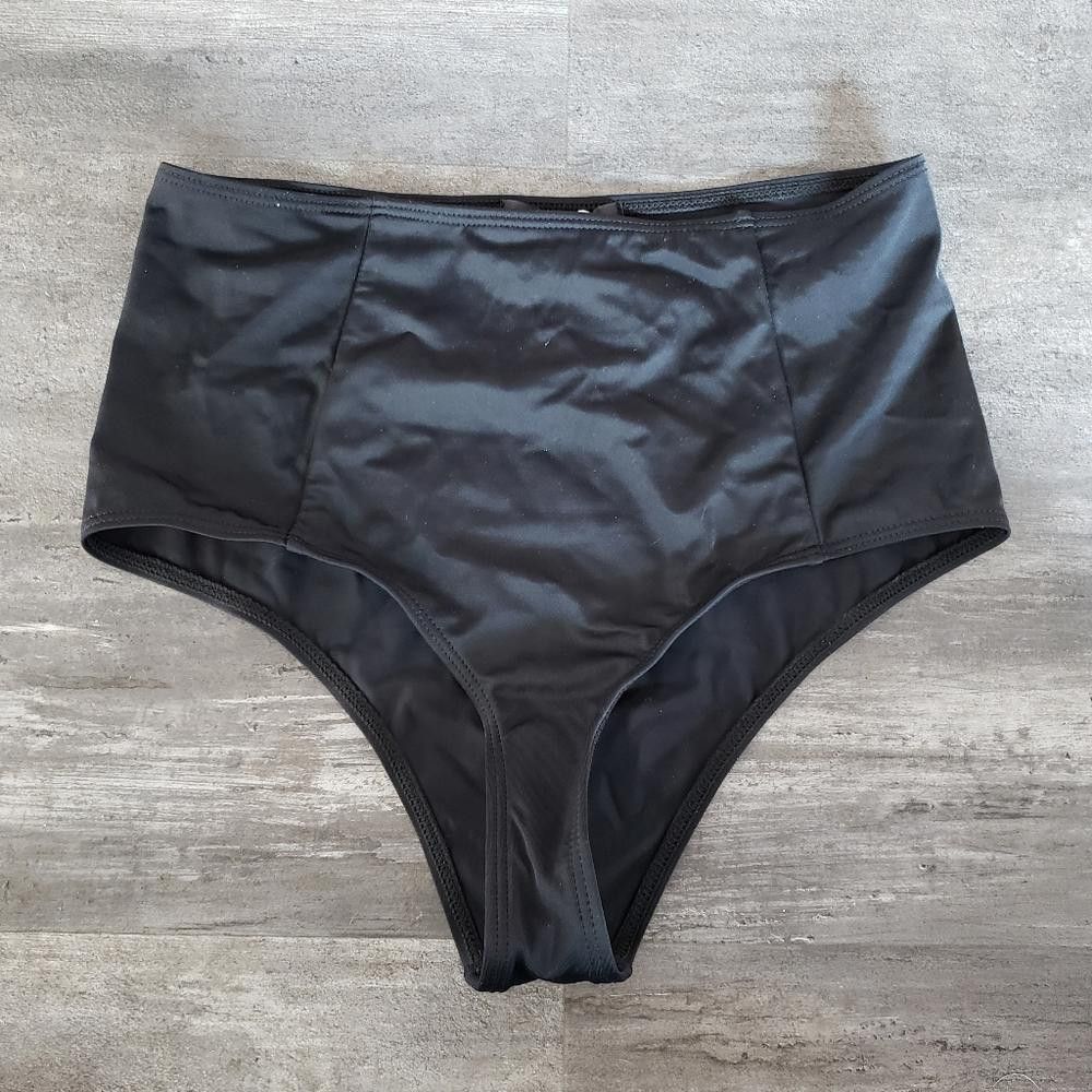 Designer Black Missguided High Waisted Bikini Bottoms Size ONE SIZE - 1 Thumbnail