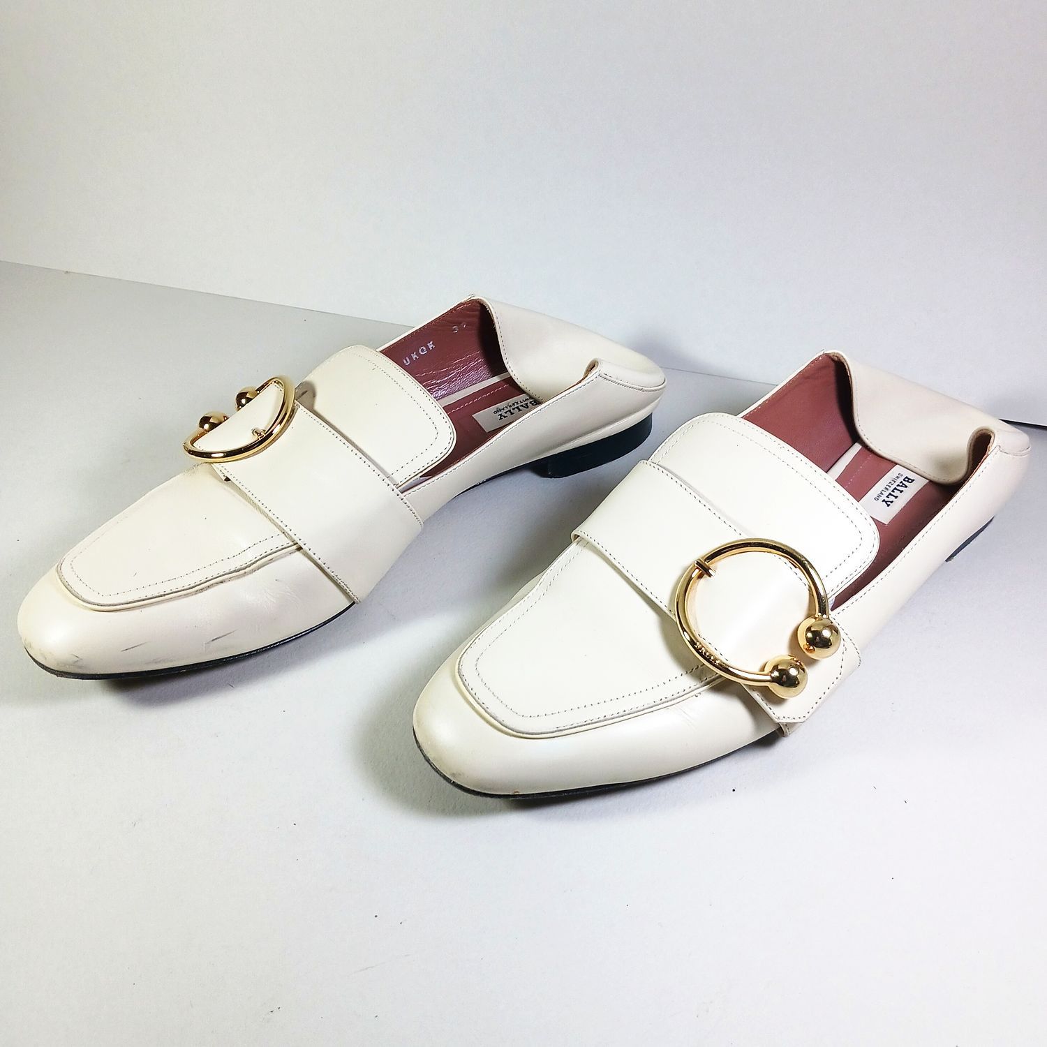 Bally Bally Malinda Ivory White Leather Buckle Slipper Loafers 39 Size US 8 / IT 38 - 3 Thumbnail