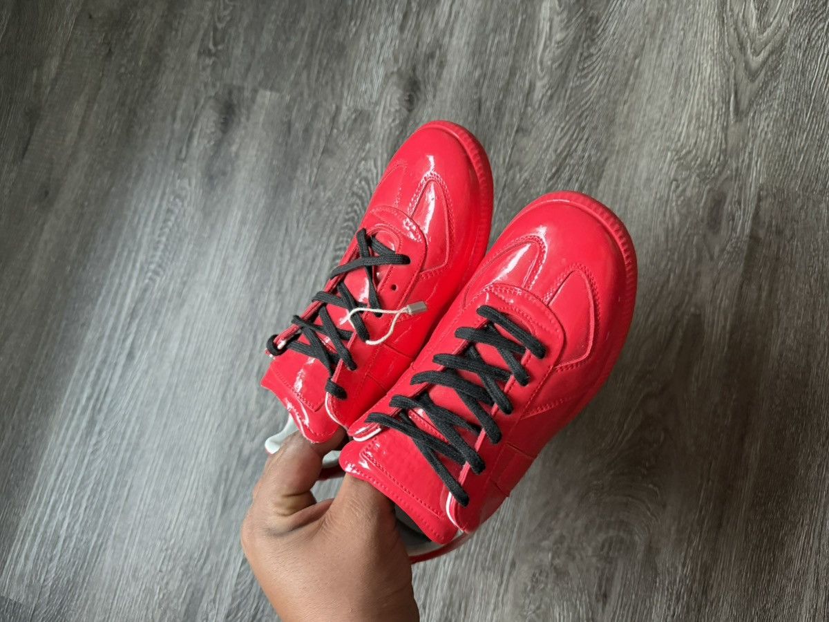 Maison Margiela Maison Margiela Red Rubberized Patent Leather GAT Trainers Size US 7 / IT 37 - 5 Thumbnail