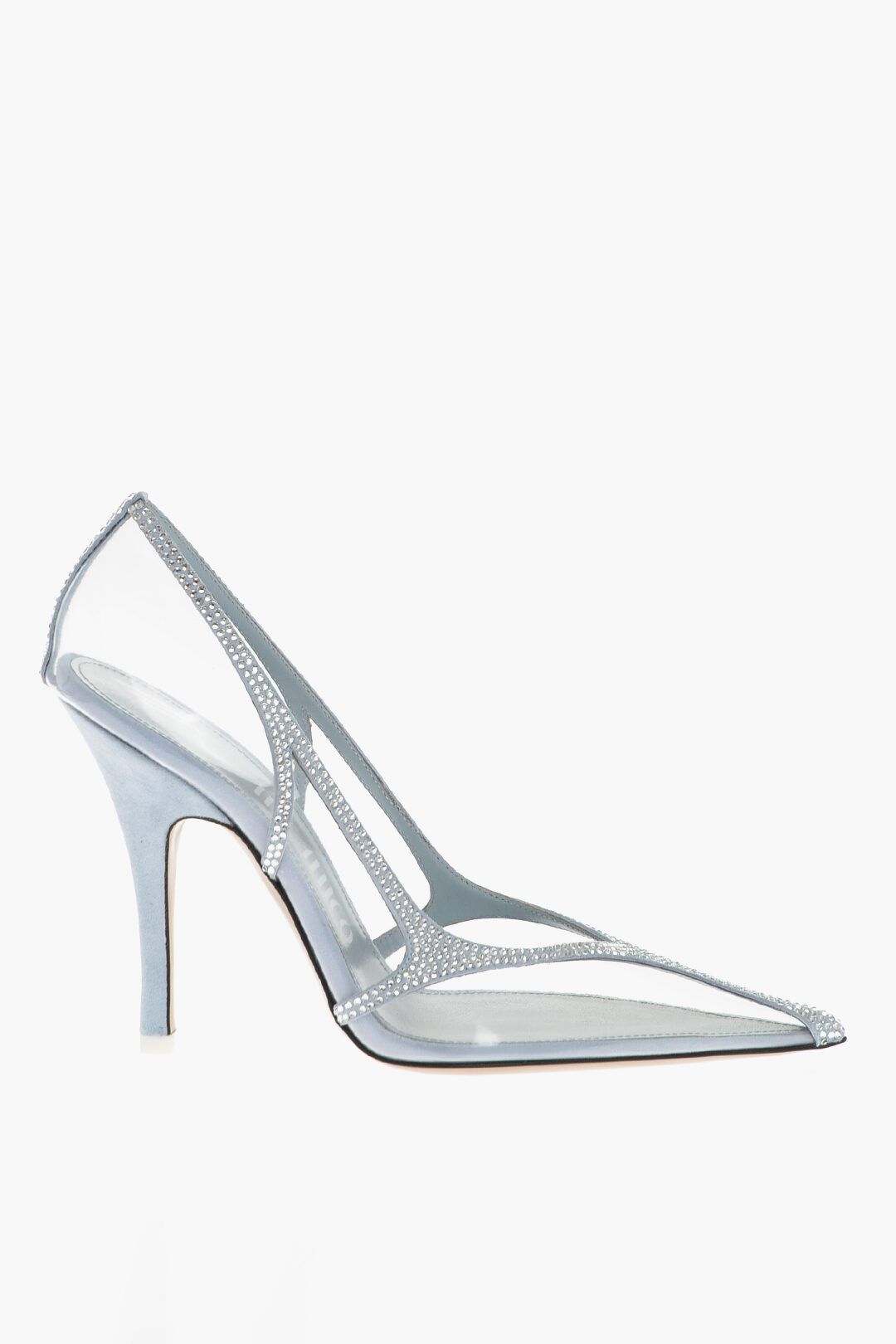 og1mm0724 Rhinestoned Venus Chrome Pvc Pumps in Light Blue