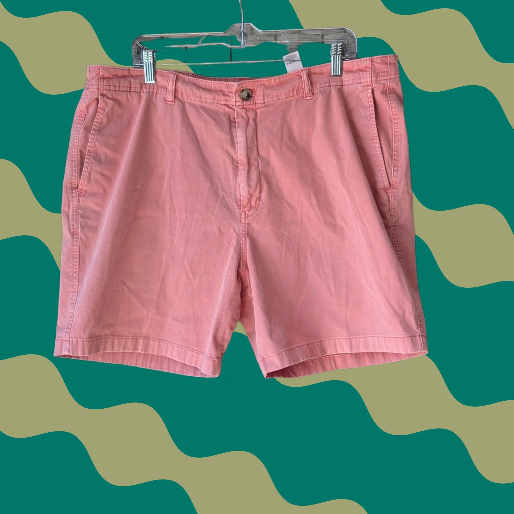 Vineyard Vines VINEYARD VINES Breaker Shorts Pink Salmon Cotton Stretch Chino Mens 38 Regular Mid Rise Knit 9in Inseam Zip Front Button Logo Pockets Solid Vintage No Size US 38 / EU 54 - 1 Thumbnail
