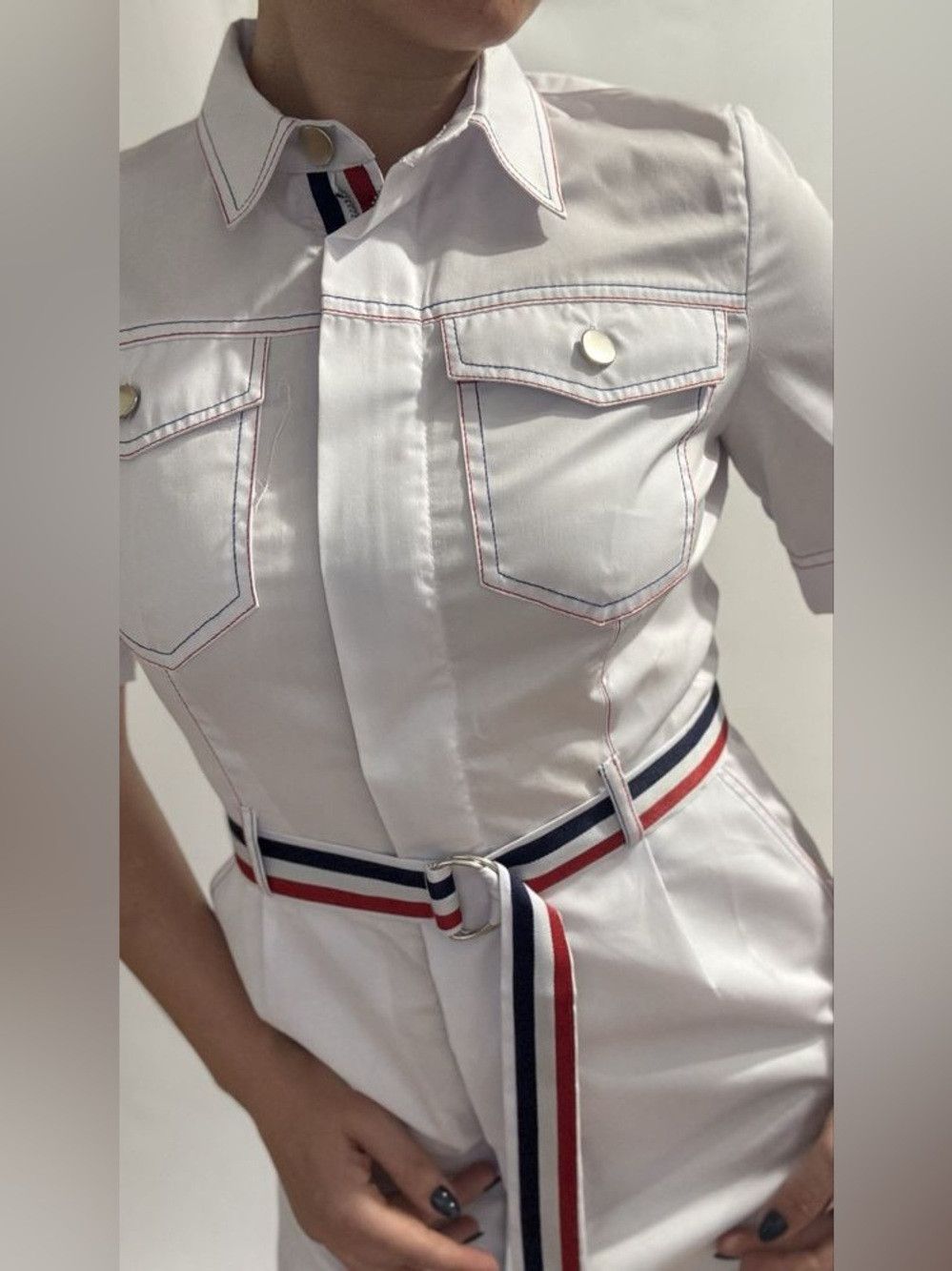 Other Andre Tan White Belted Midi Shirt Dress Utility NWOT Size M Size M / US 6-8 / IT 42-44 - 2 Thumbnail