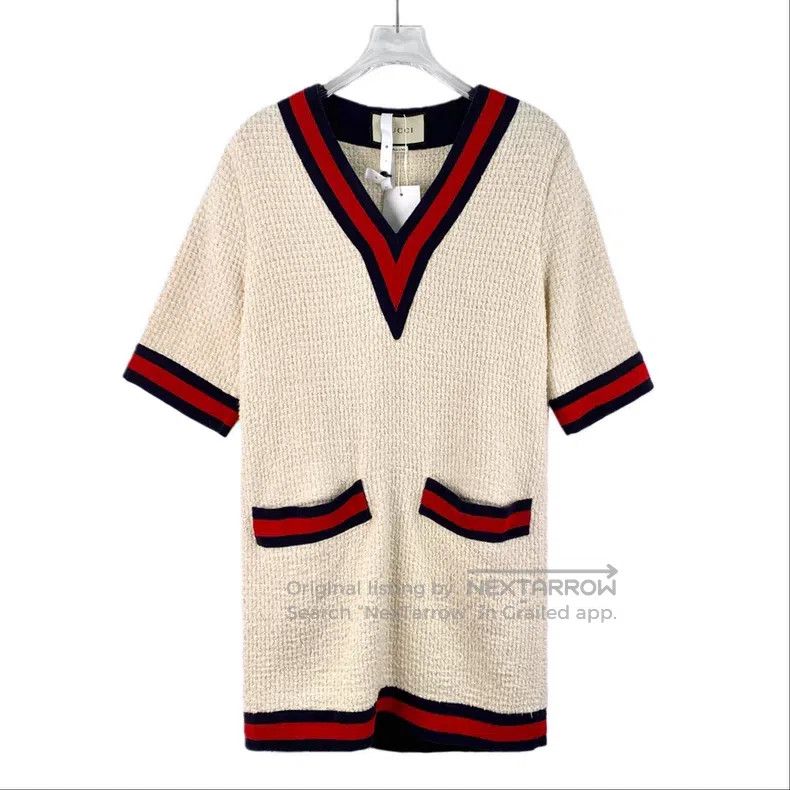 Gucci Gucci Beige striped cotton V-neck woven tweed short-sleeve Size XS / US 0-2 / IT 36-38 - 1 Thumbnail