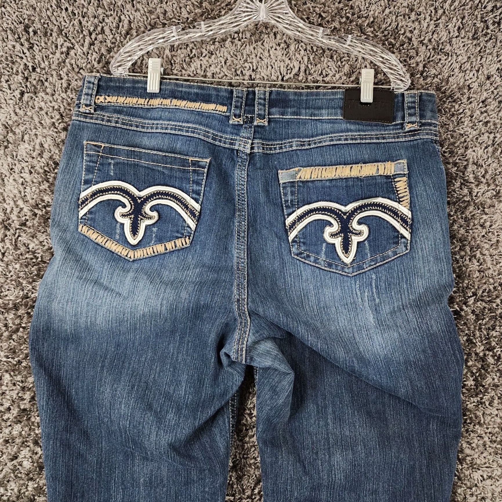 Y/Project PROJECT Plus Size 20 Womens Distressed Heavy Stitch Relaxed Straight Leg Blue Jeans Size 42" / US 20 - 7 Thumbnail