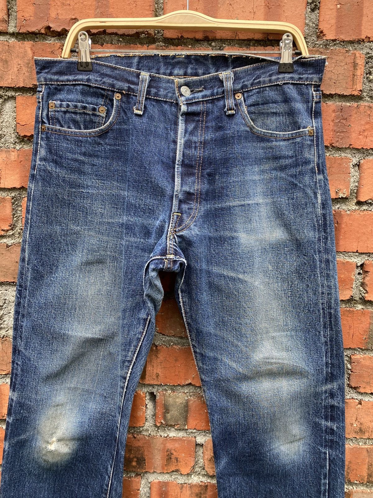 Denime W34x31 vintage denime redline leather patch jerky JAPAN Size US 34 / EU 50 - 3 Thumbnail