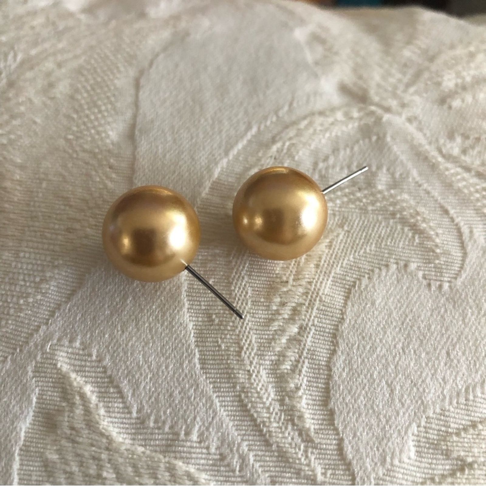 Vintage Vintage golden faux pearls pierced earrings Size ONE SIZE - 2 Thumbnail