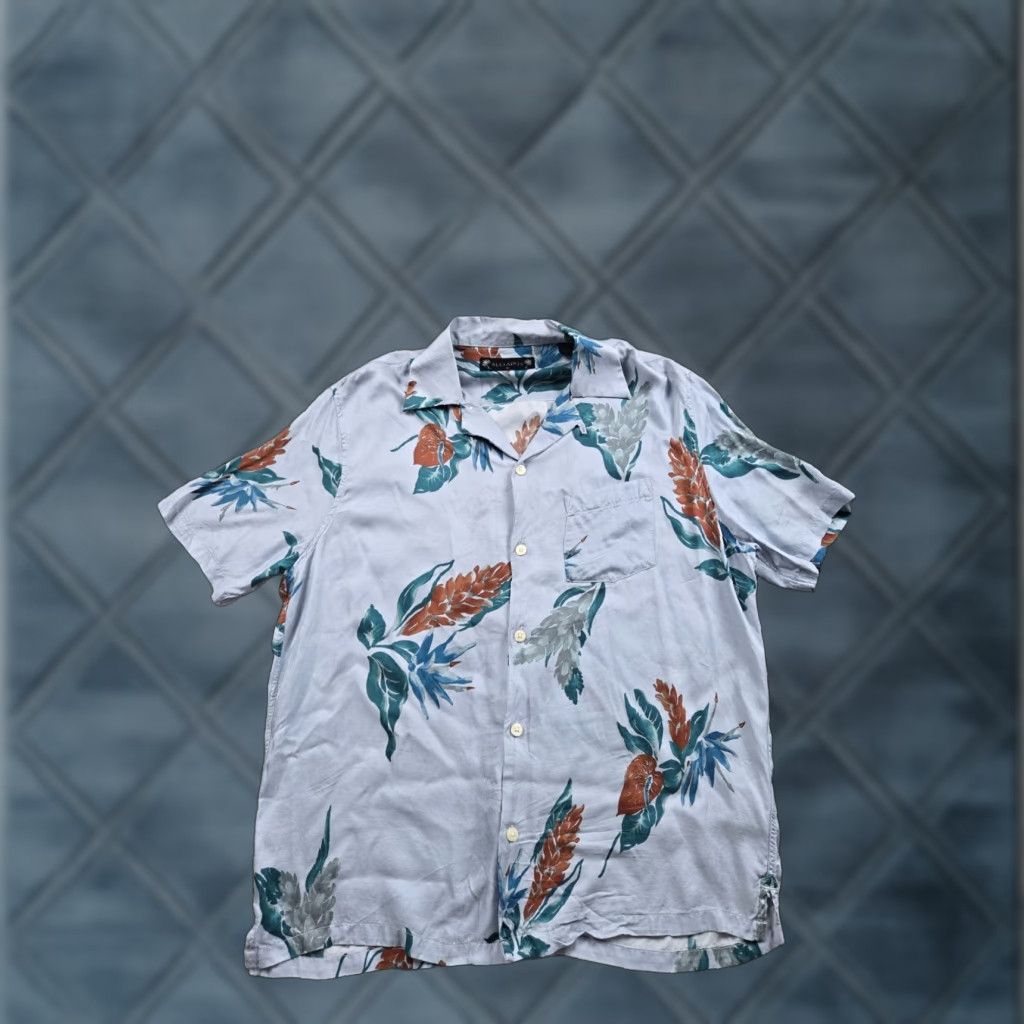 Allsaints All Saints Iris Shirt Mens M Blue Floral Short Sleeve Viscose Button Up Size US M / EU 48-50 / 2 - 1 Thumbnail