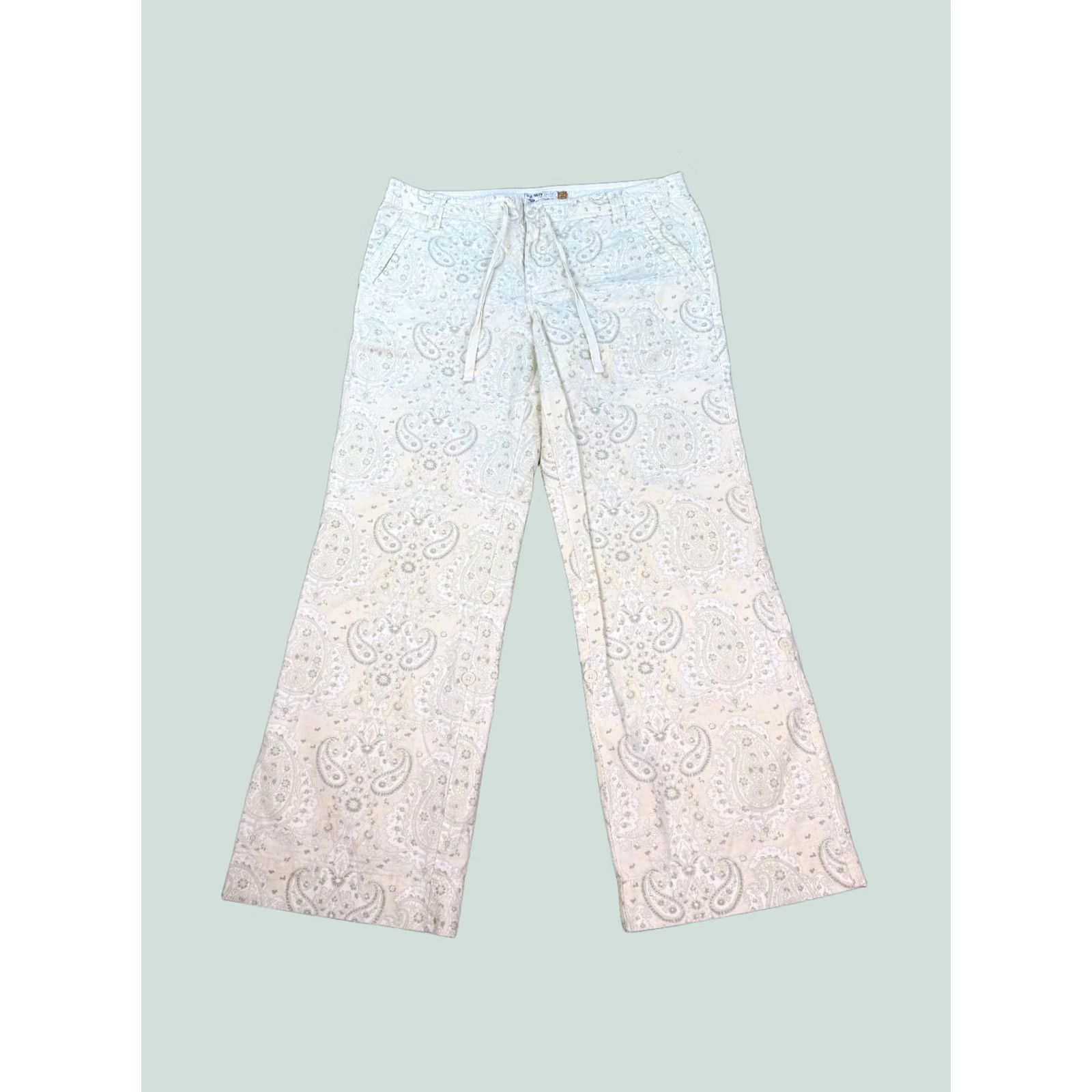 Old Navy Old Navy Women’s Pants Cotton Paisley Size 10 Boho Multicolor Regular Mid Rise Wide-Leg Dress Pants Knit Flat Front Zip Hook & Eye Drawstring Size 32" / US 10 / IT 46 - 1 Thumbnail