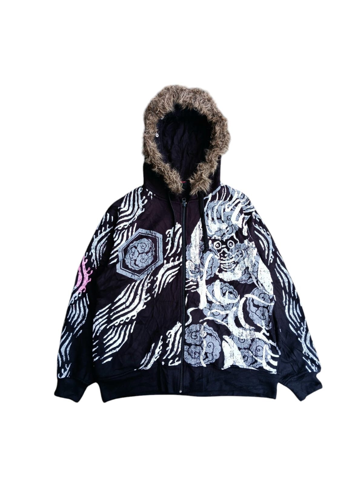 Japanese Brand Japanese sukajan fur hoodie all over print Size US L / EU 52-54 / 3 - 3 Thumbnail