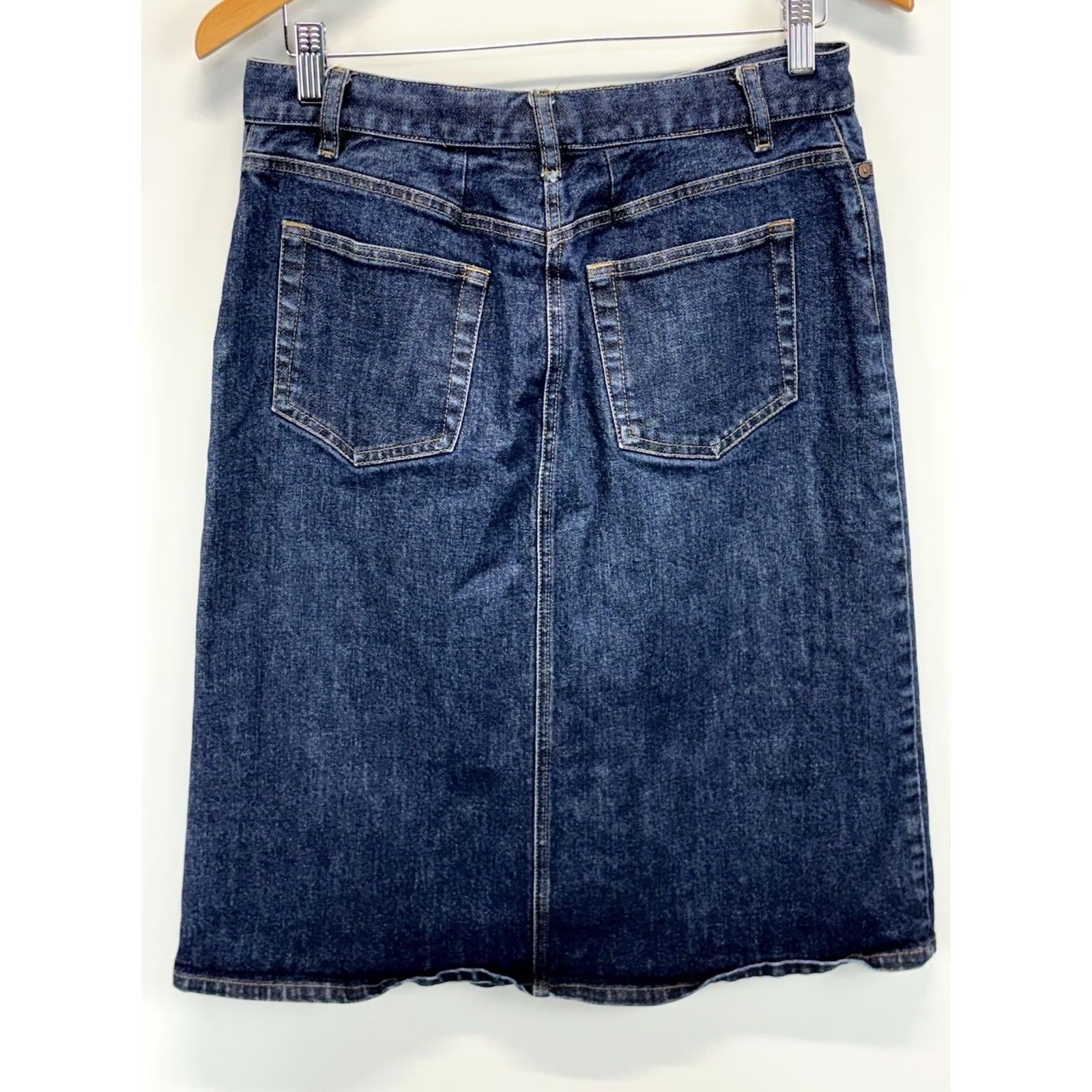 Gap VINTAGE Gap Y2K Midi Skirt Womens 10 Blue Front Slit Stretch Denim Size 32" / US 10 / IT 46 - 3 Thumbnail