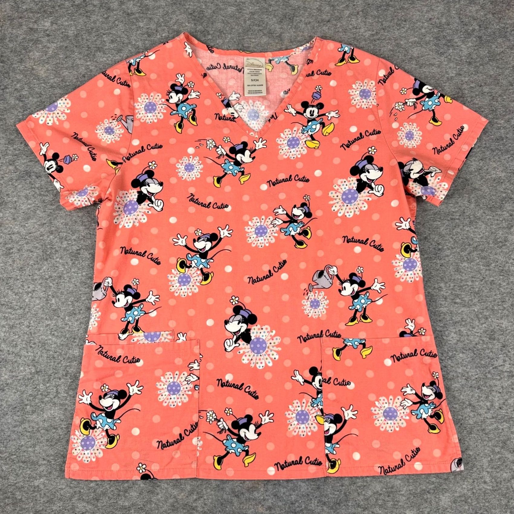Disney Disney Scrub Top Minnie Mouse Natural Cutie Cotton Peach Womens Small S Women Nurses Scrub Top Size S / US 4 / IT 40 - 2 Thumbnail