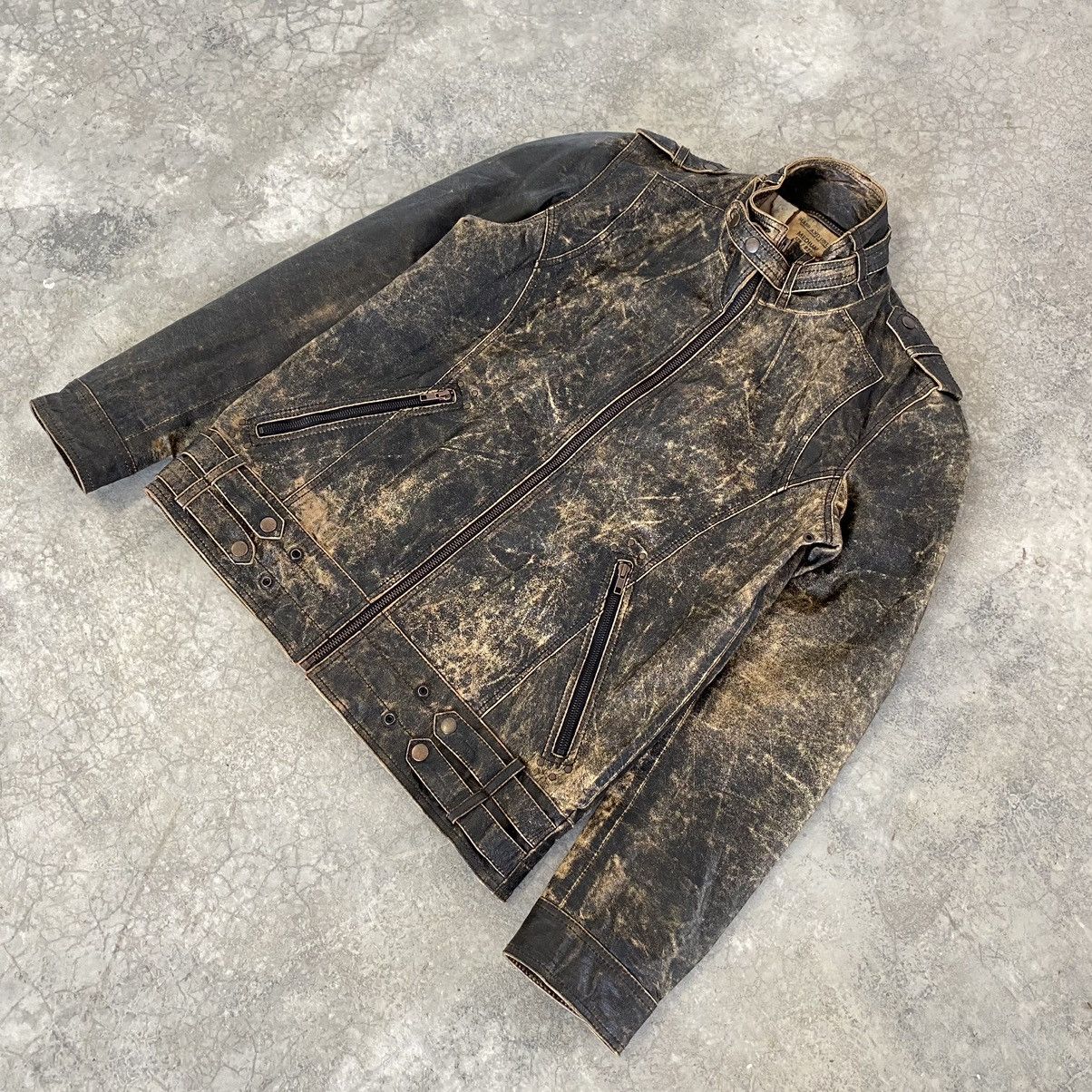 Leather Vintage Mass & Only Faded Patina Buffalo Leather Moto Jacket Size US M / EU 48-50 / 2 - 4 Thumbnail