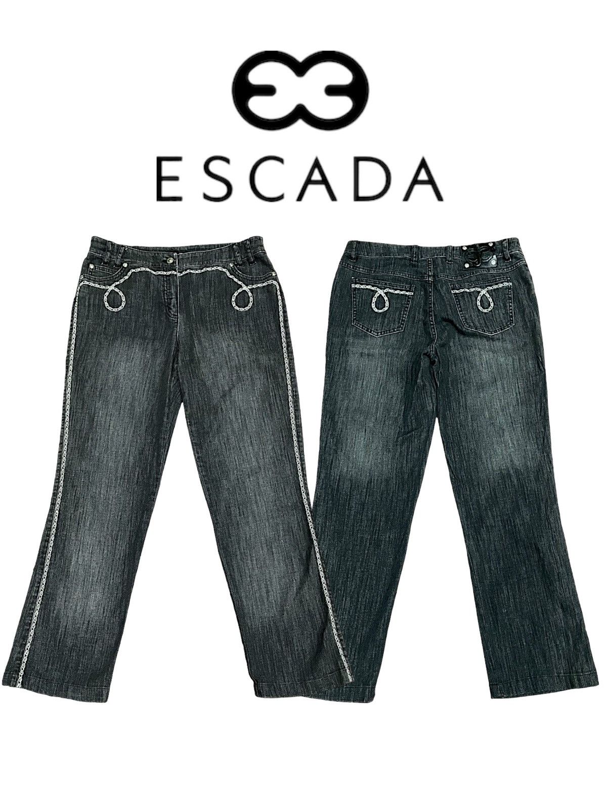 Designer × Escada × Escada Sport Rare🔥Escada Chain Linked Embroidered Vintage Jeans Size 32" / US 10 / IT 46 - 1 Thumbnail