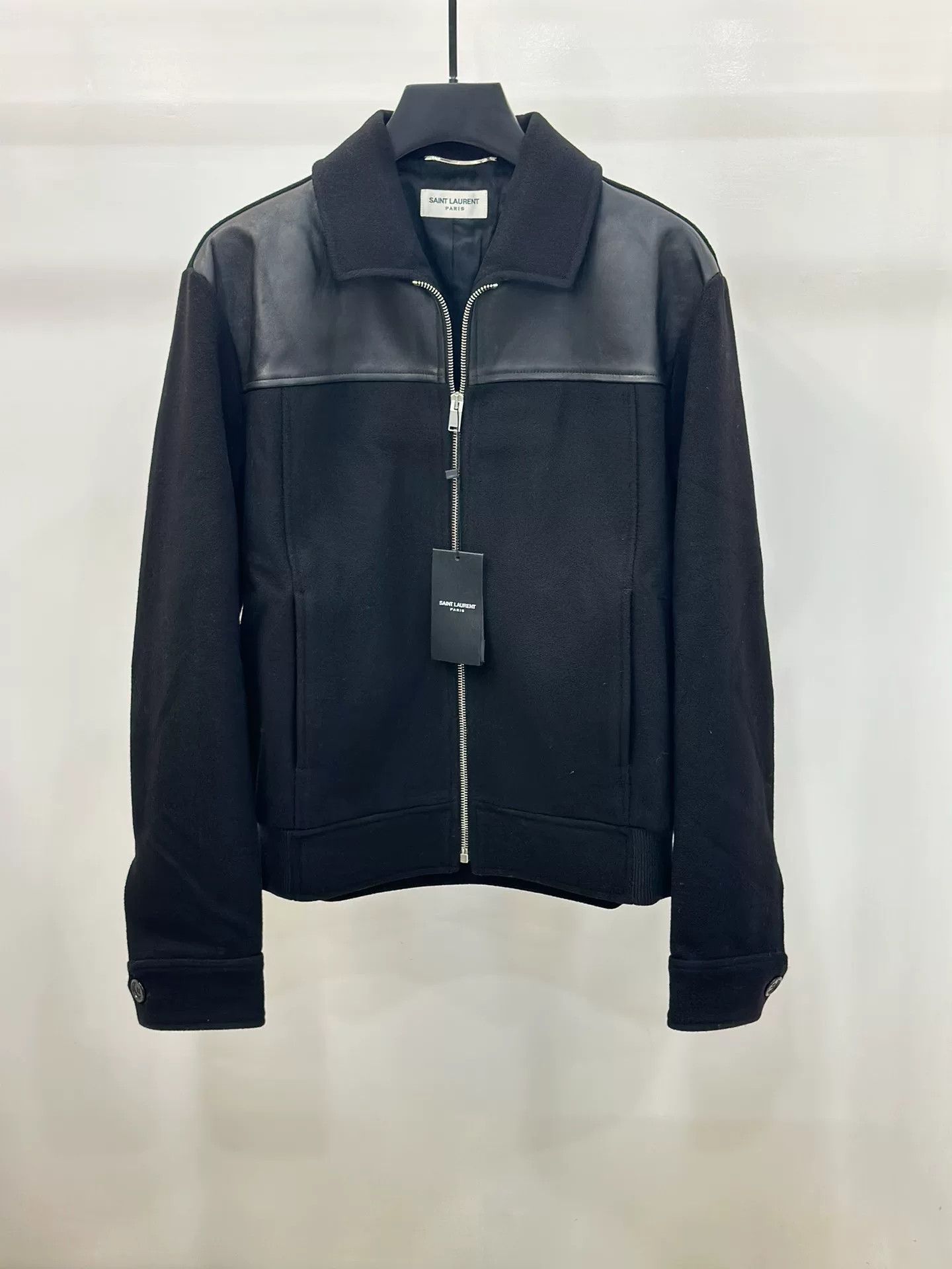 Saint Laurent Paris Saint Laurent Black Lambskin Wool Jacket Size US M / EU 48-50 / 2 - 1 Thumbnail