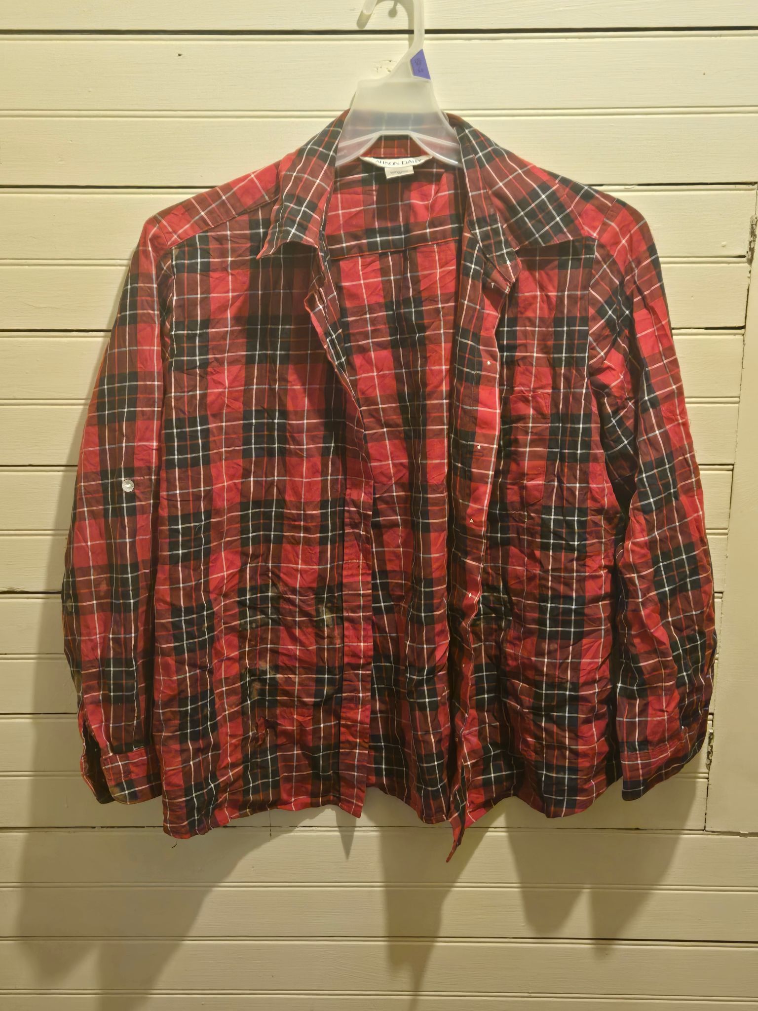 Other Allison Daley Shirt Womens 16 Red Black Plaid Long Sleeve Size XL / US 12-14 / IT 48-50 - 1 Thumbnail