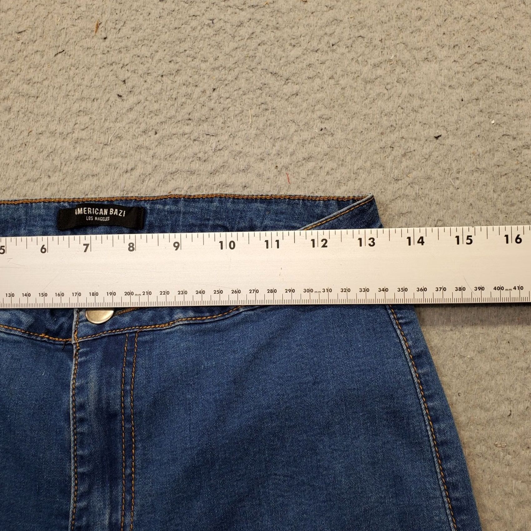 Vintage American Bazi Flare Jeans Women Medium Blue Denim Stretch Faded Boho Bell Bottom Size 32" / US 10 / IT 46 - 6 Thumbnail