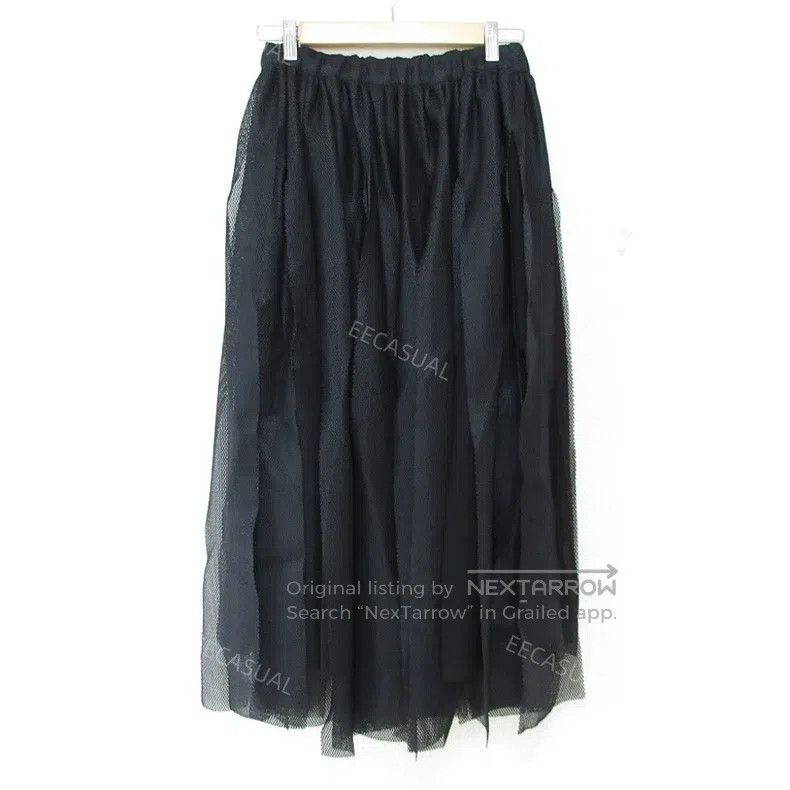 Comme des Garcons Comme Des Garcons size M Black strip-cut sheer half skirt Size 23" - 2 Thumbnail