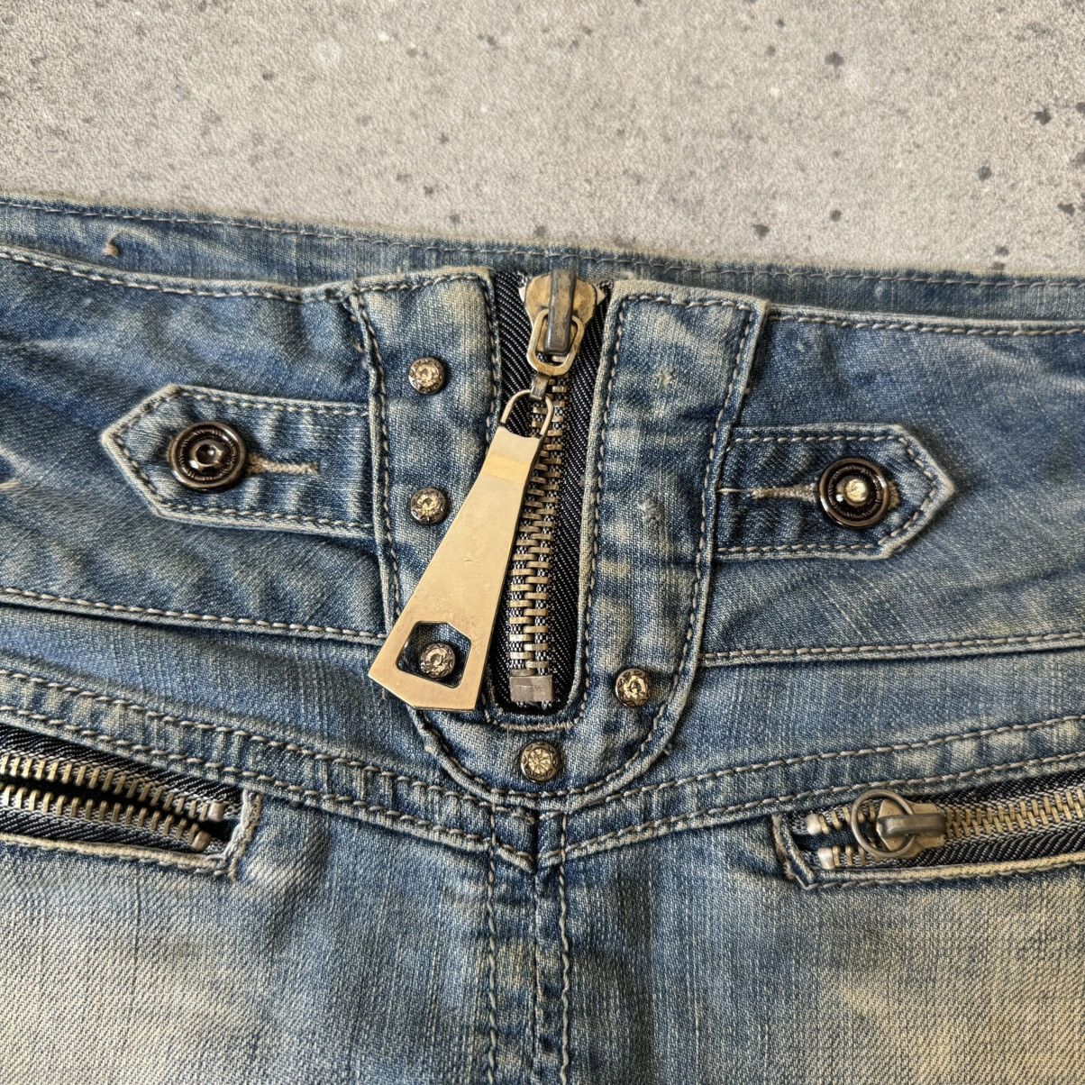 Japanese Brand Opium Y2K Vintage Super Sexy Mini Denim Skirt Size 28" / US 6 / IT 42 - 5 Thumbnail