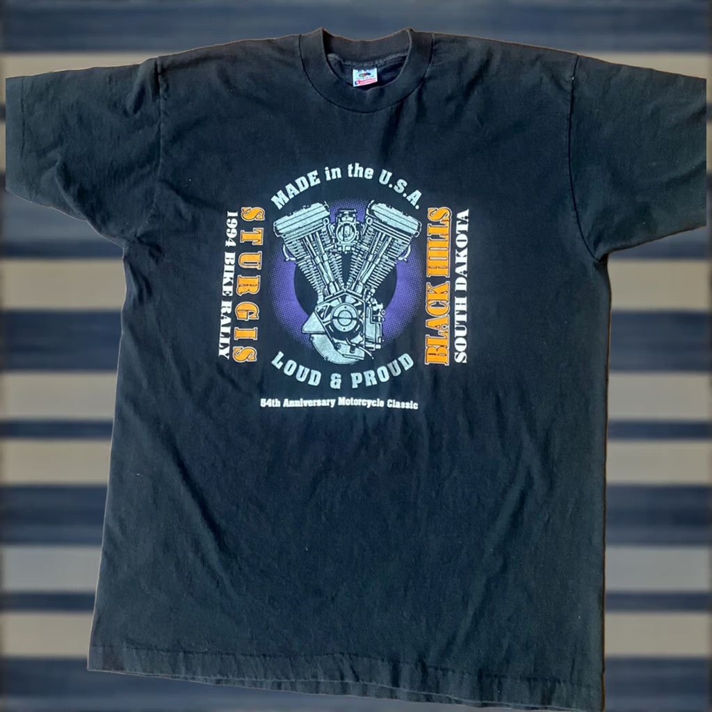 Fruit Of The Loom VINTAGE Sturgis Black Hills Motorcycle Rally Single Stitch T-Shirt XL Men Black 90s Biker Fruit of the Loom Shirt Womens? Size US XL / EU 56 / 4 - 1 Thumbnail