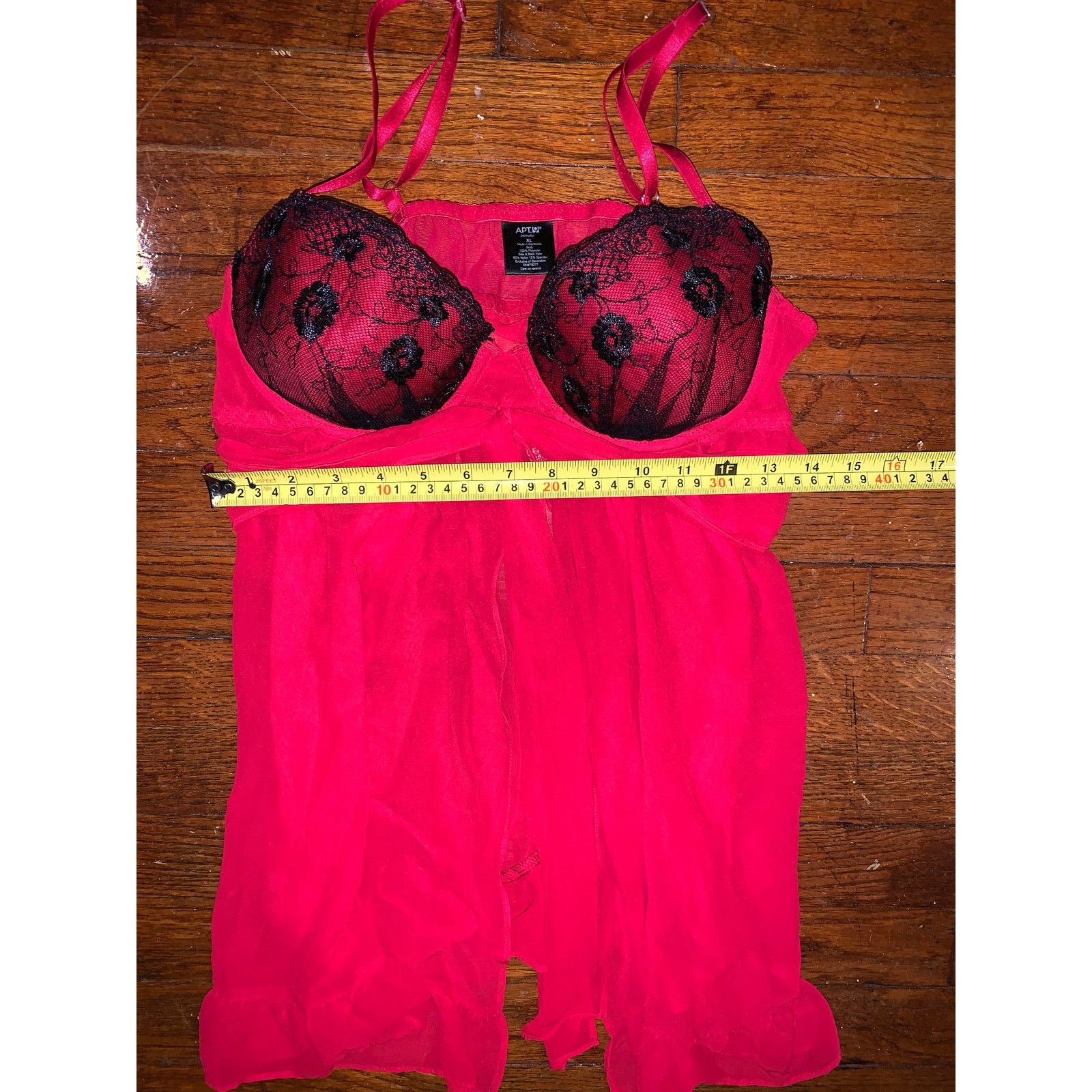 Apt. 9 Apt 9 Babydoll Lingerie Top Pink Black Lace XL Underwire Size XL / US 12-14 / IT 48-50 - 5 Thumbnail