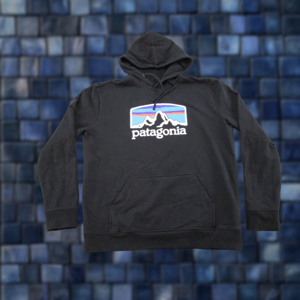 Patagonia Patagonia Hoodie Men L Black Logo Uprisal Fitz Roy Horizons Pullover Hooded Crew Neck Fleece Cotton Polyester Size US L / EU 52-54 / 3 - 1 Thumbnail