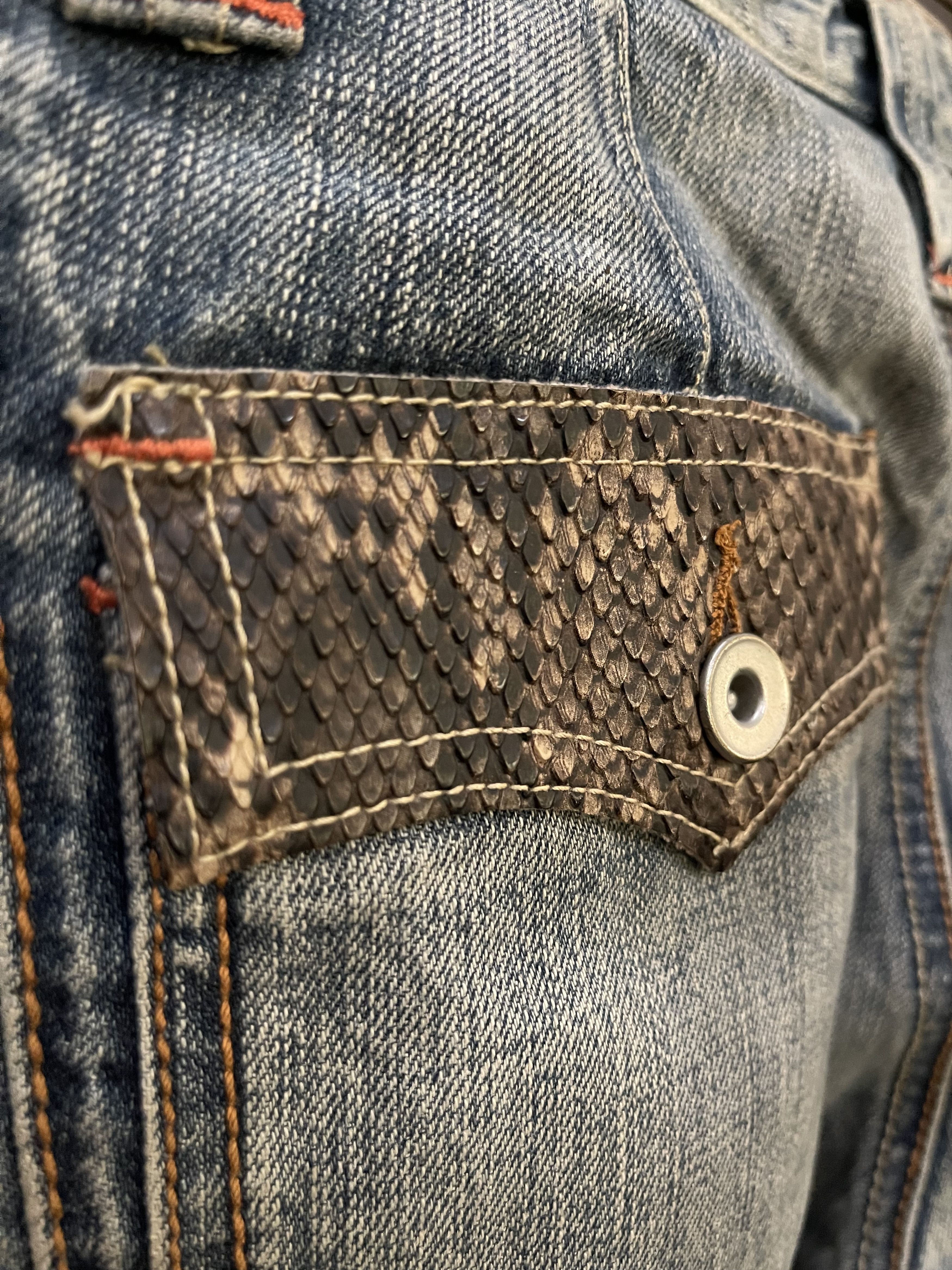 Hysteric Glamour × If Six Was Nine × Le Grande Bleu (L.G.B.) Takaiq.com Phyton Snake Skin Distressed Flared Jeans Size US 32 / EU 48 - 15 Thumbnail