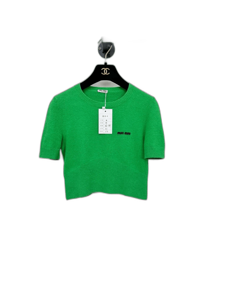 Prada Miumiu Short Sleeve Green Top Size M / US 6-8 / IT 42-44 - 1 Thumbnail