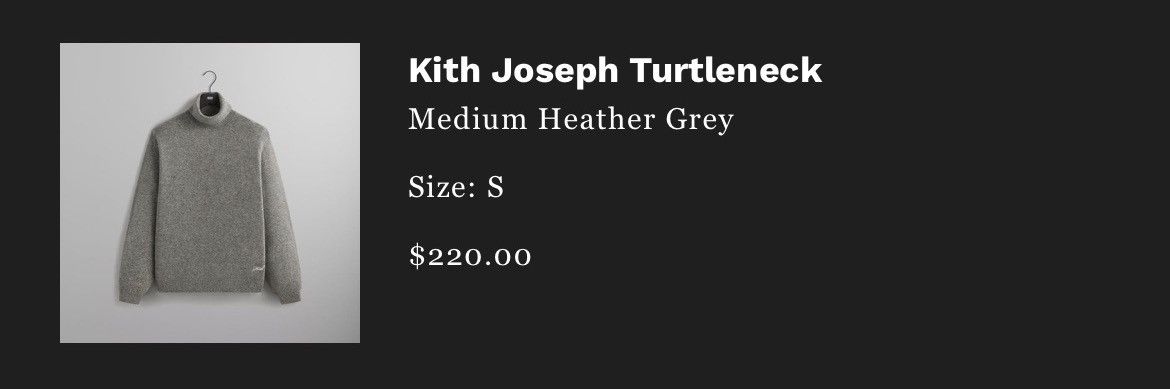 Kith Kith Joseph Turtle Neck - Mid Heather Grey (Small) Size US S / EU 44-46 / 1 - 6 Thumbnail
